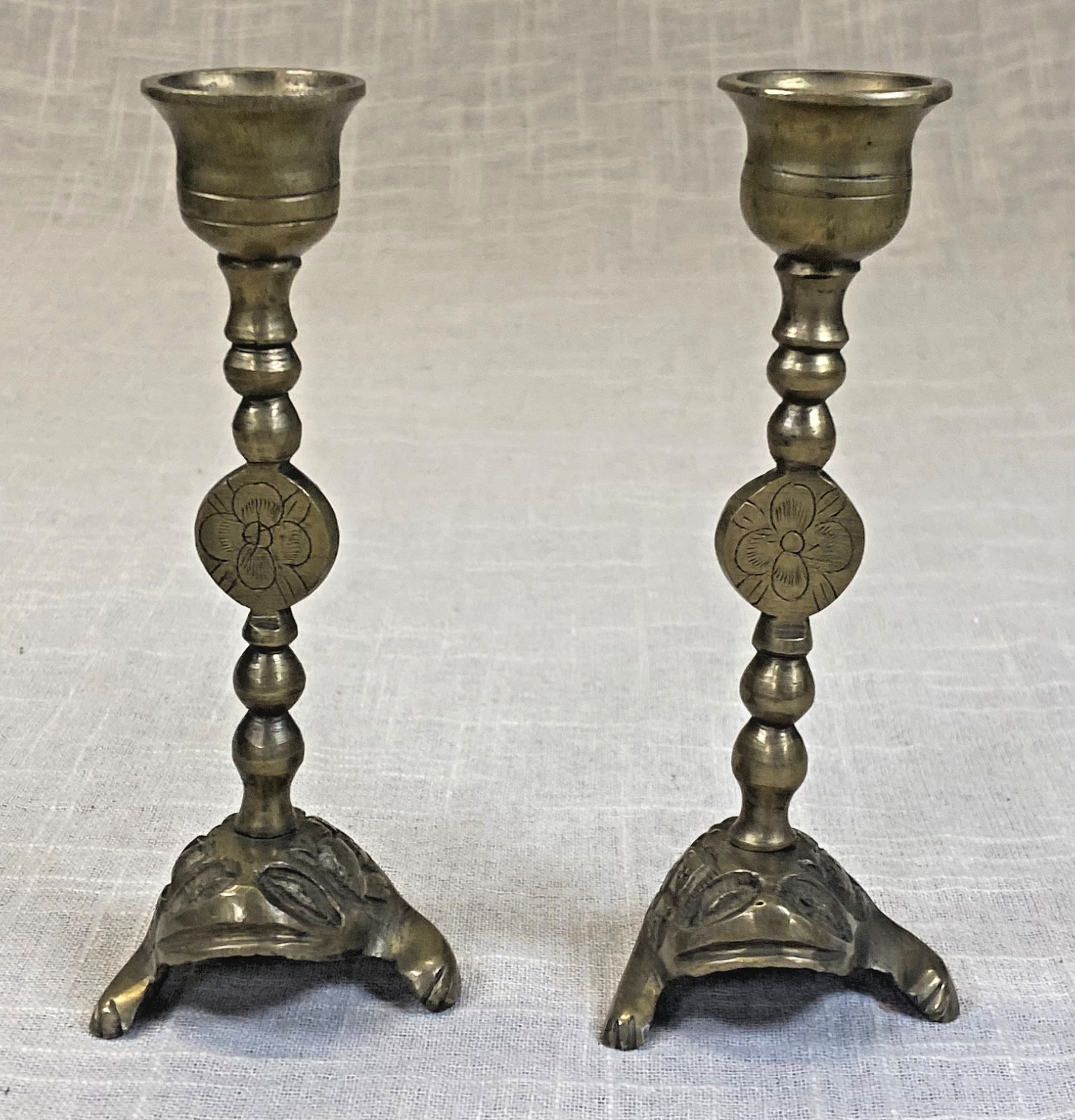 Vintage Candlesticks Brass Set of 2 Frog Turtle Design Boho Eclectic Home Decor