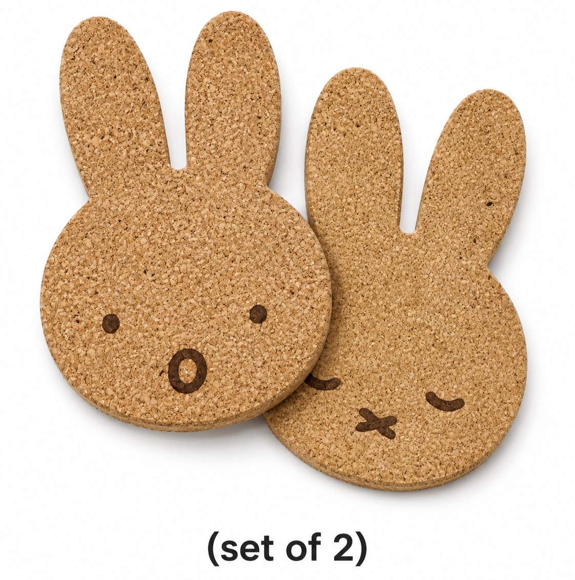 (2 Pcs) Water Proof Miffy Rabbit Hello Sleep Natural Cork Drinks Coffee Coaster