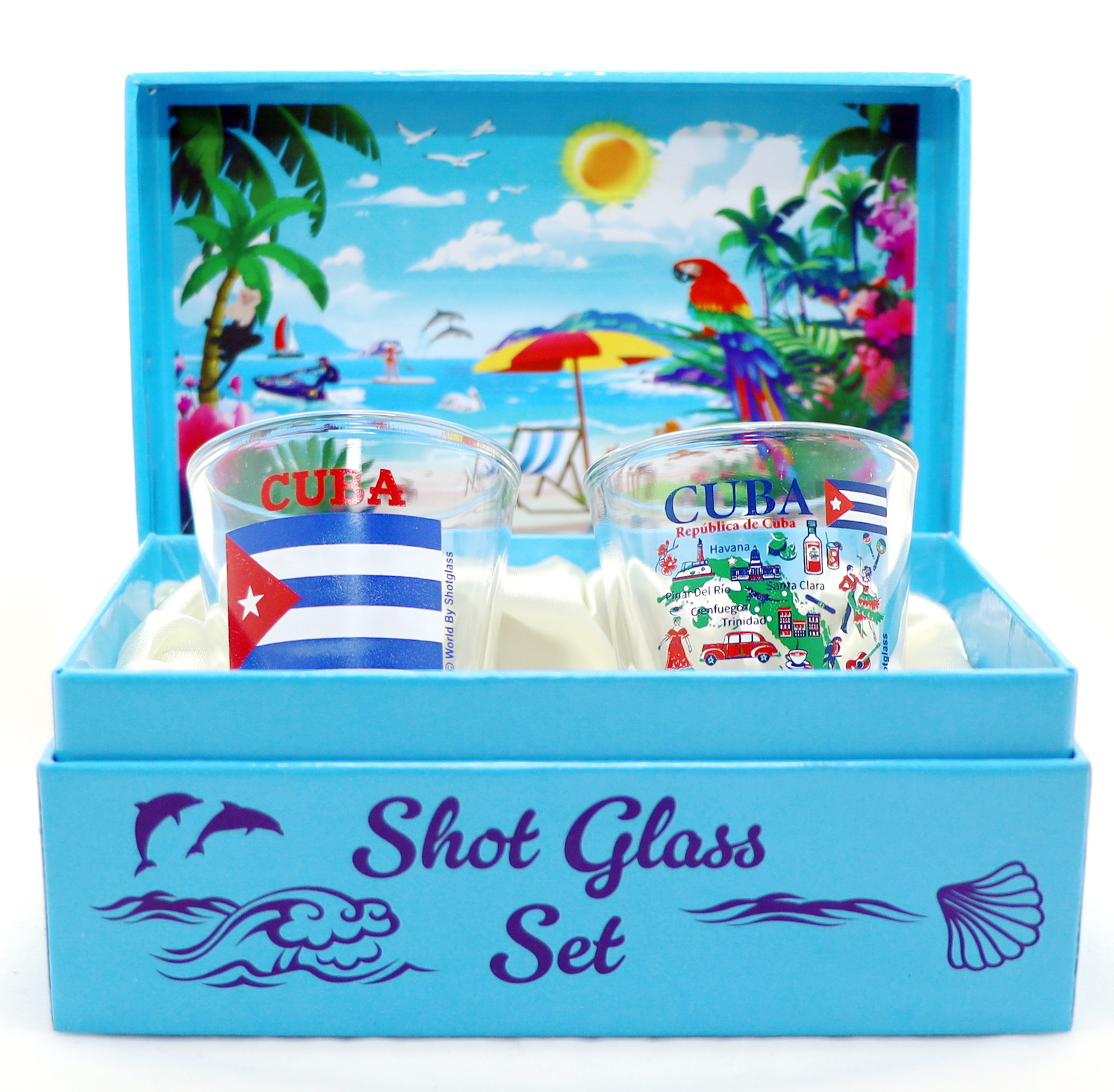 CUBA CARIBBEAN BOXED SHOT GLASS SET (SET OF 2)