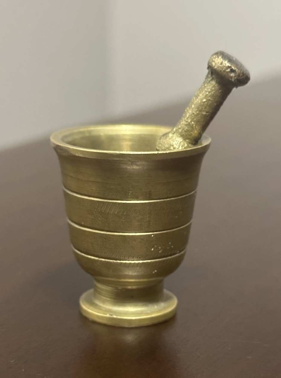 Antique Brass Mortar Pestle Small Apothecary Tools Solid Brass Vintage 1.3’ Inch