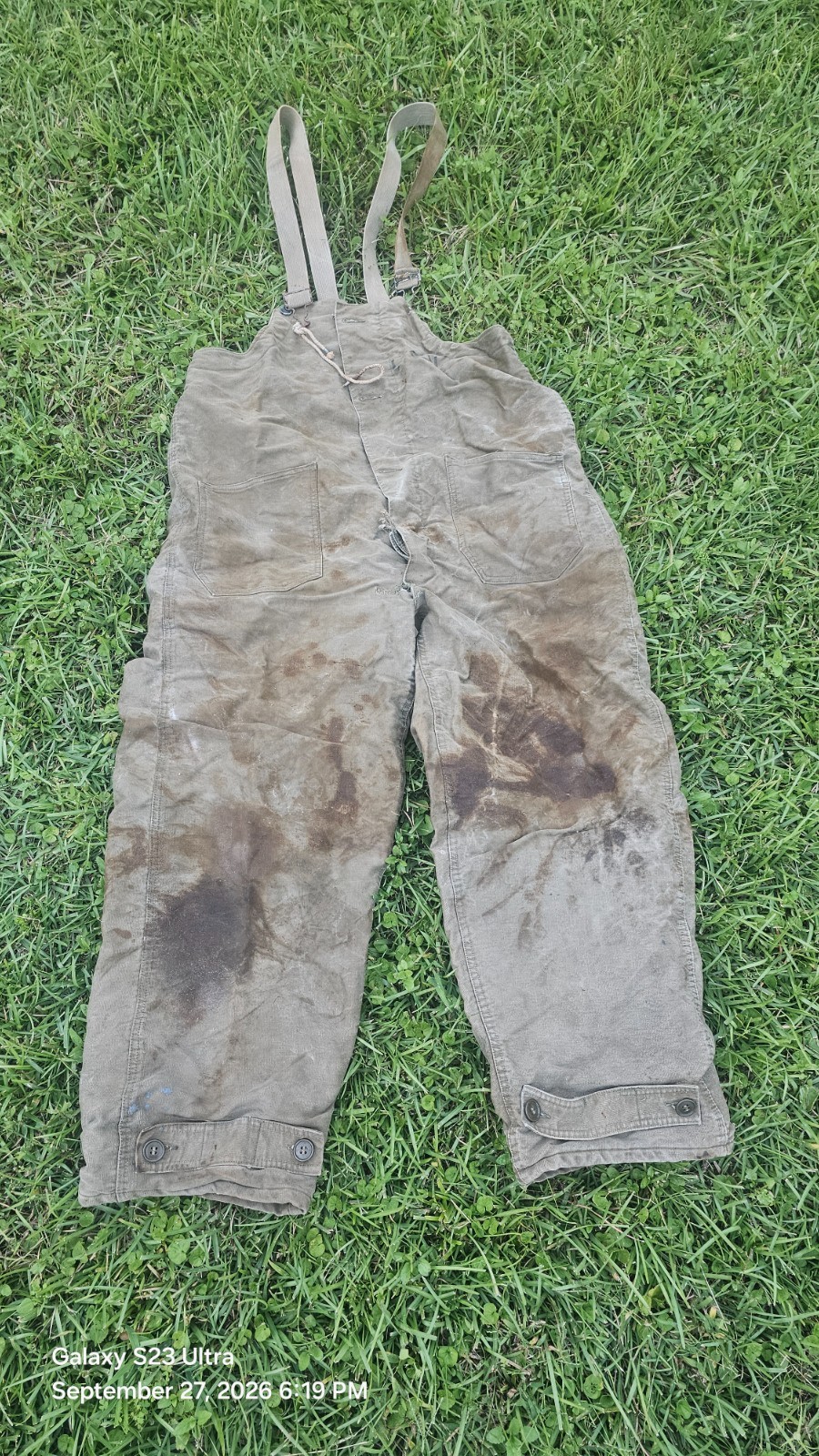 Vintage WWII US Navy USN N-1 Deck Pants Overalls Jungle Cloth Distressed Size M