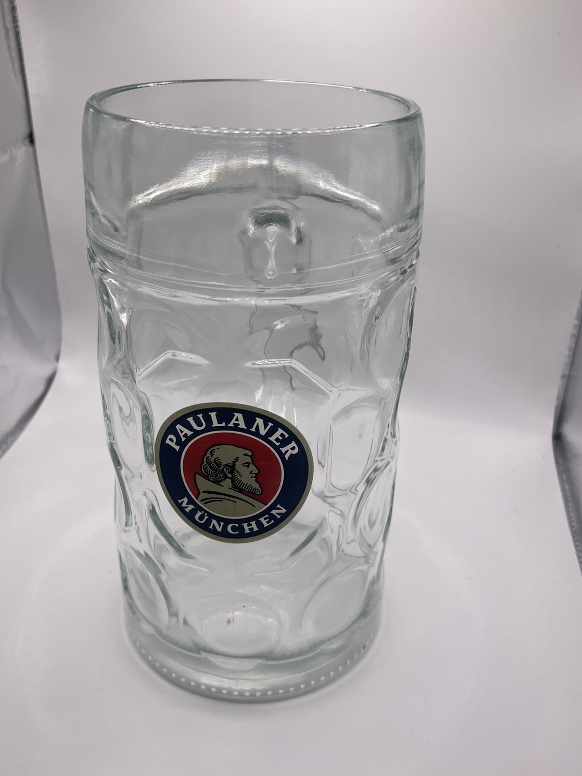 Paulaner Munchen 1 Liter Dimpled German Munich Beer Stein with handle Glass 