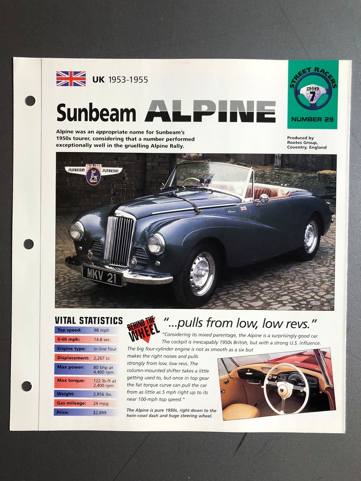 1953 - 1955 Sunbeam Alpine Convertible IMP 