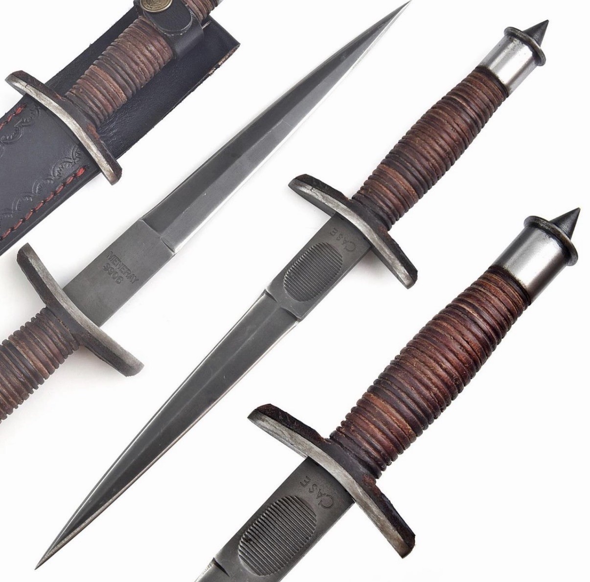 CASE V-42 US Forces WWII Dagger Double Edge Knife Devil’s Brigade Leather Handle