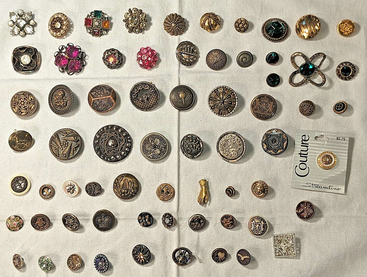 LOT of Antique/Vintage Buttons - About 65 Unique Buttons