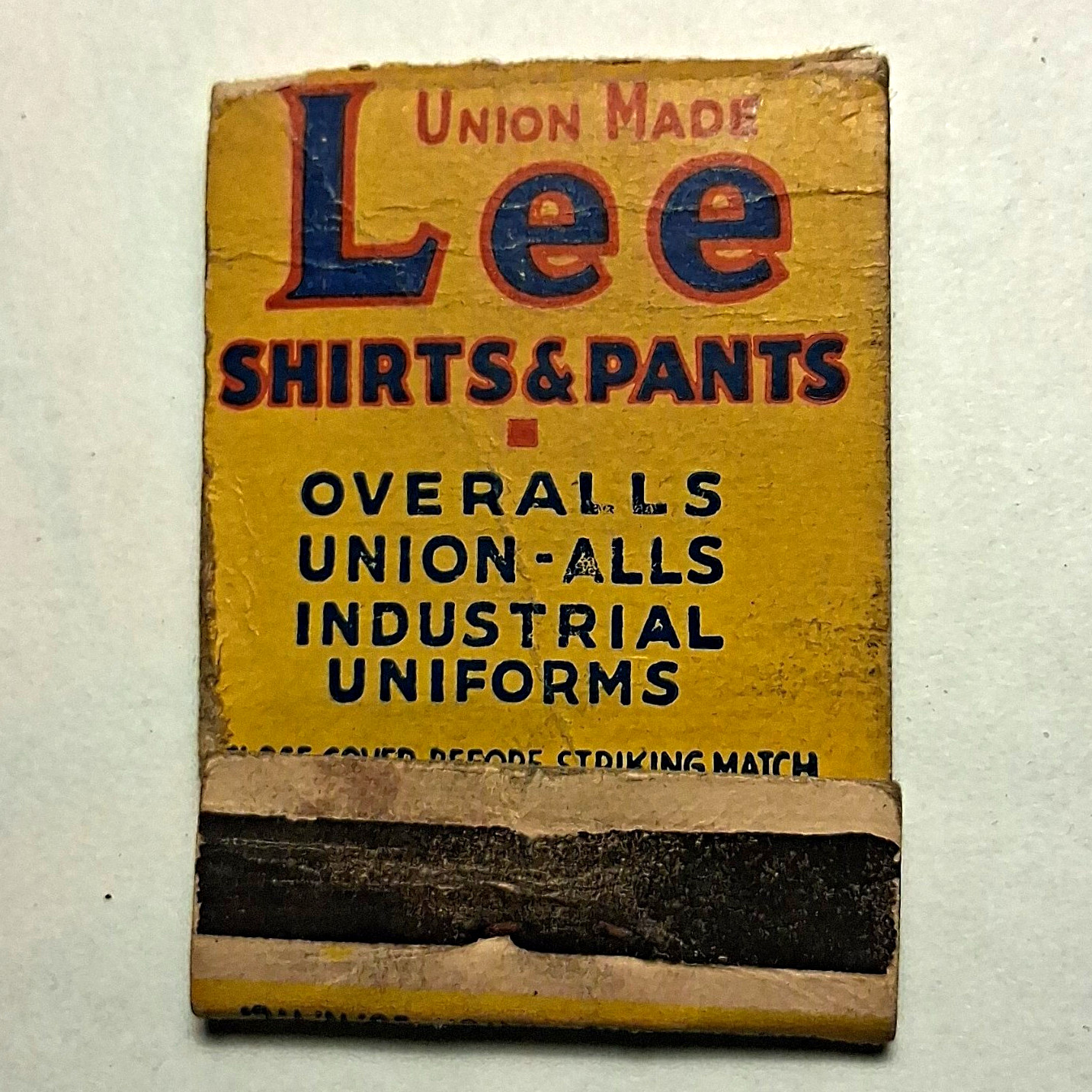 Vintage 1950's Lee Union Made Shirts & Pants Overalls Union-Alls Matchbook Cover