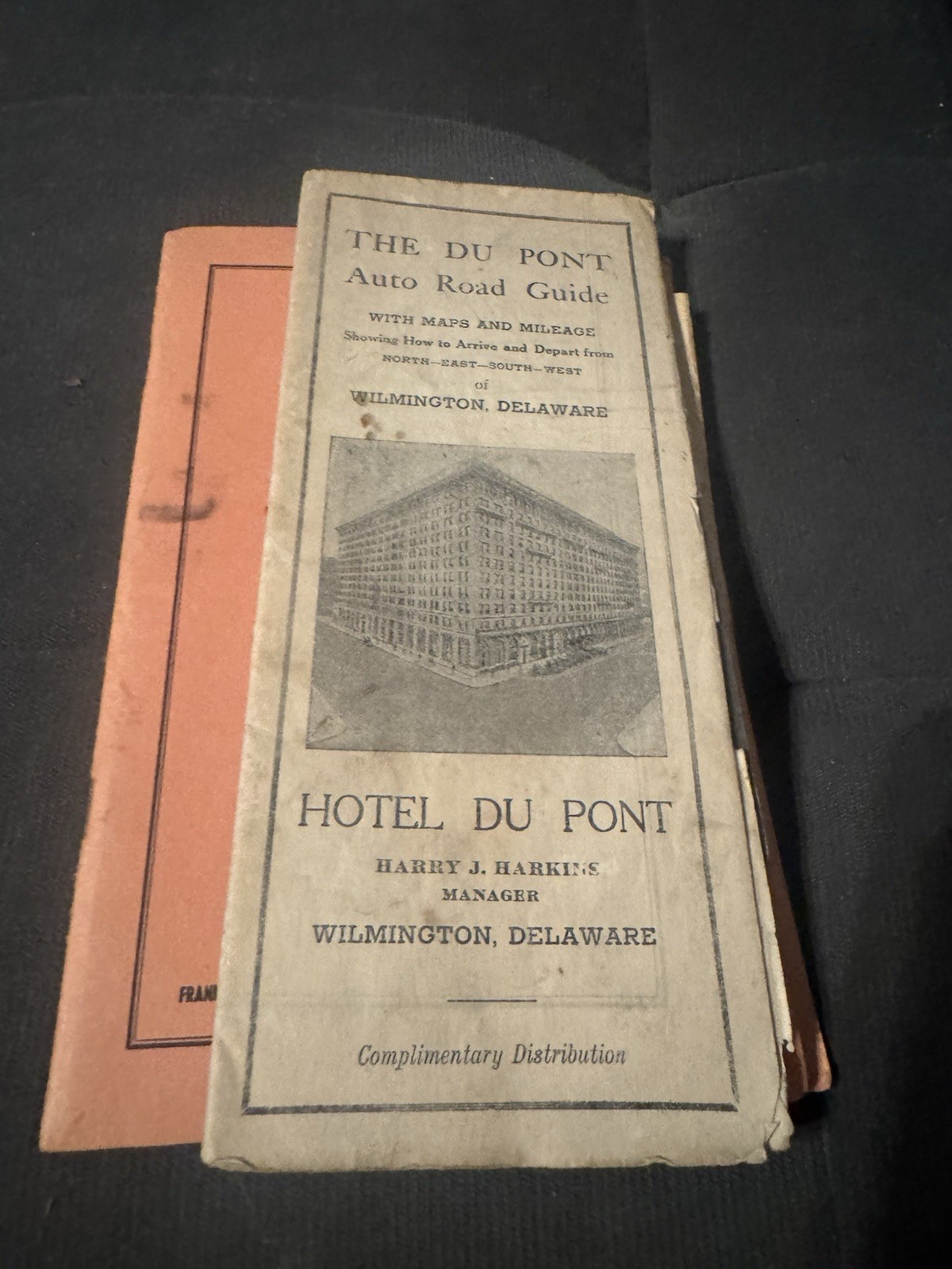 3 Vintage Wilmington Delaware Road Maps, Railroads, Hotel Du Pont Back