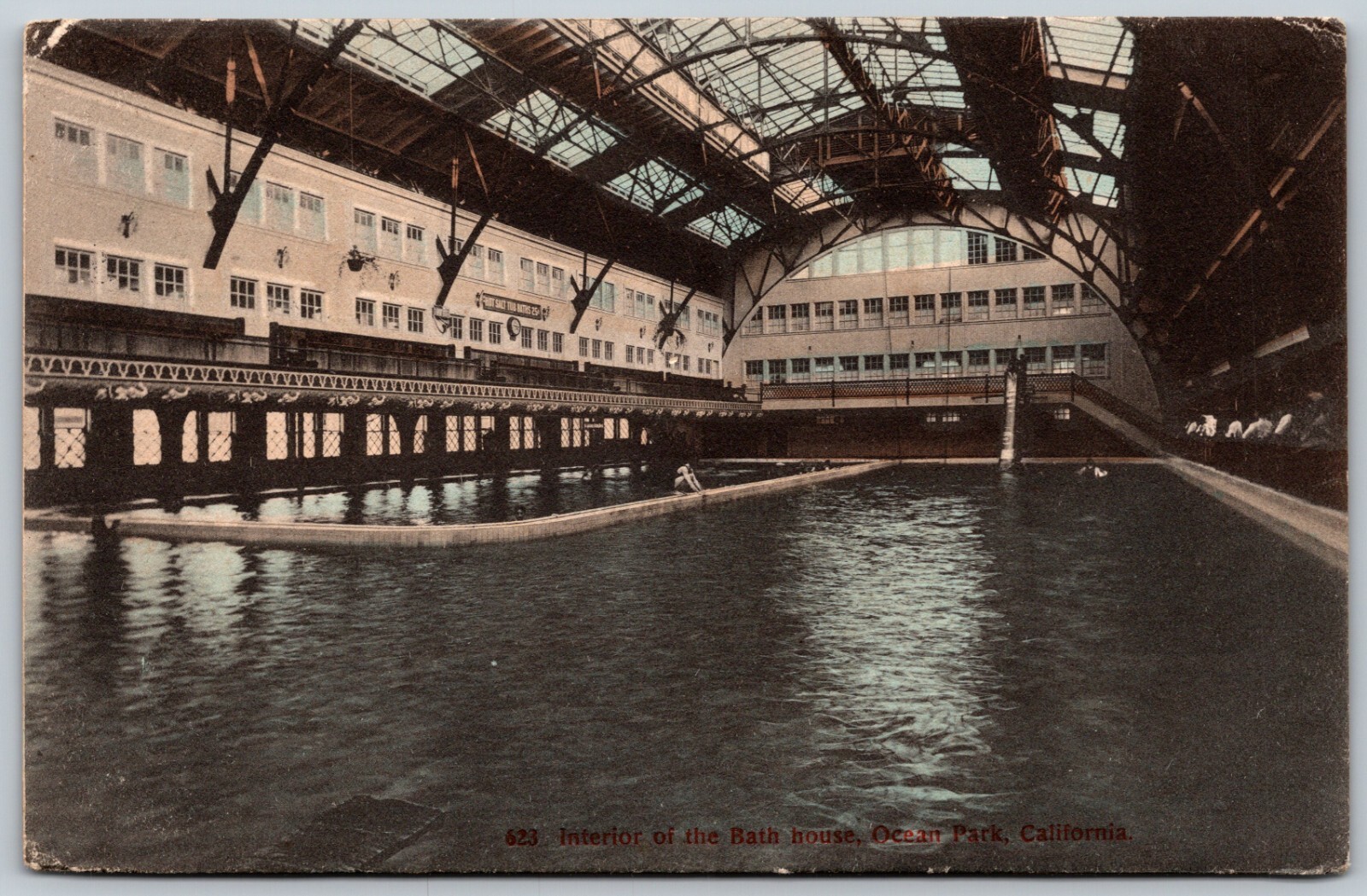 c1909 Interior of Bath House Ocean Park California ANTIQUE Postcard 2300