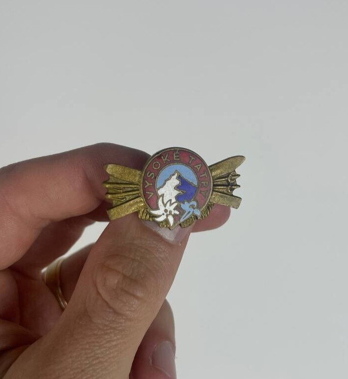 Vintage Vysoke Tatry High Tatra Mountain Edelweiss Czech National Park Pin Badge