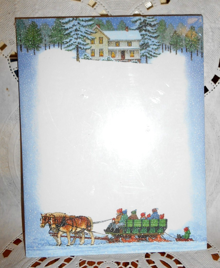 VTG JOHN SLOANE Lang Main Street Press Note Pad 60CT ~  CHRISTMAS SLEIGH RIDE