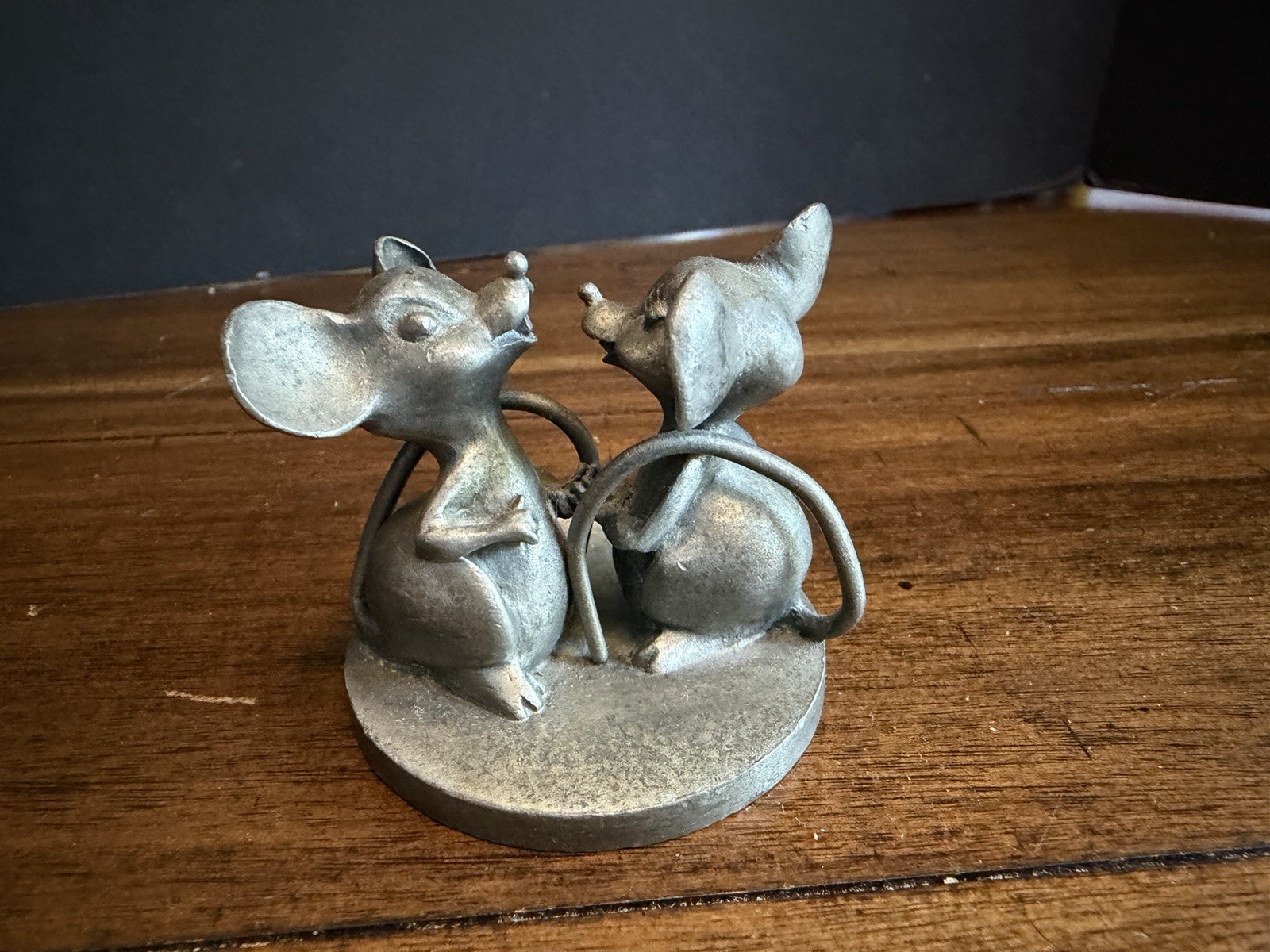 Vintage Hudson Pewter Dancing Mice Figurine Whimsies 0623 Mouse Couple 2in USA