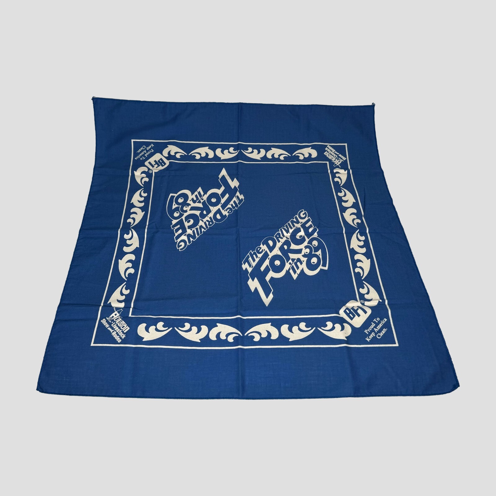 Vintage 1989 BFI Houston Livestock Show & Rodeo Texas Bandana Blue 21
