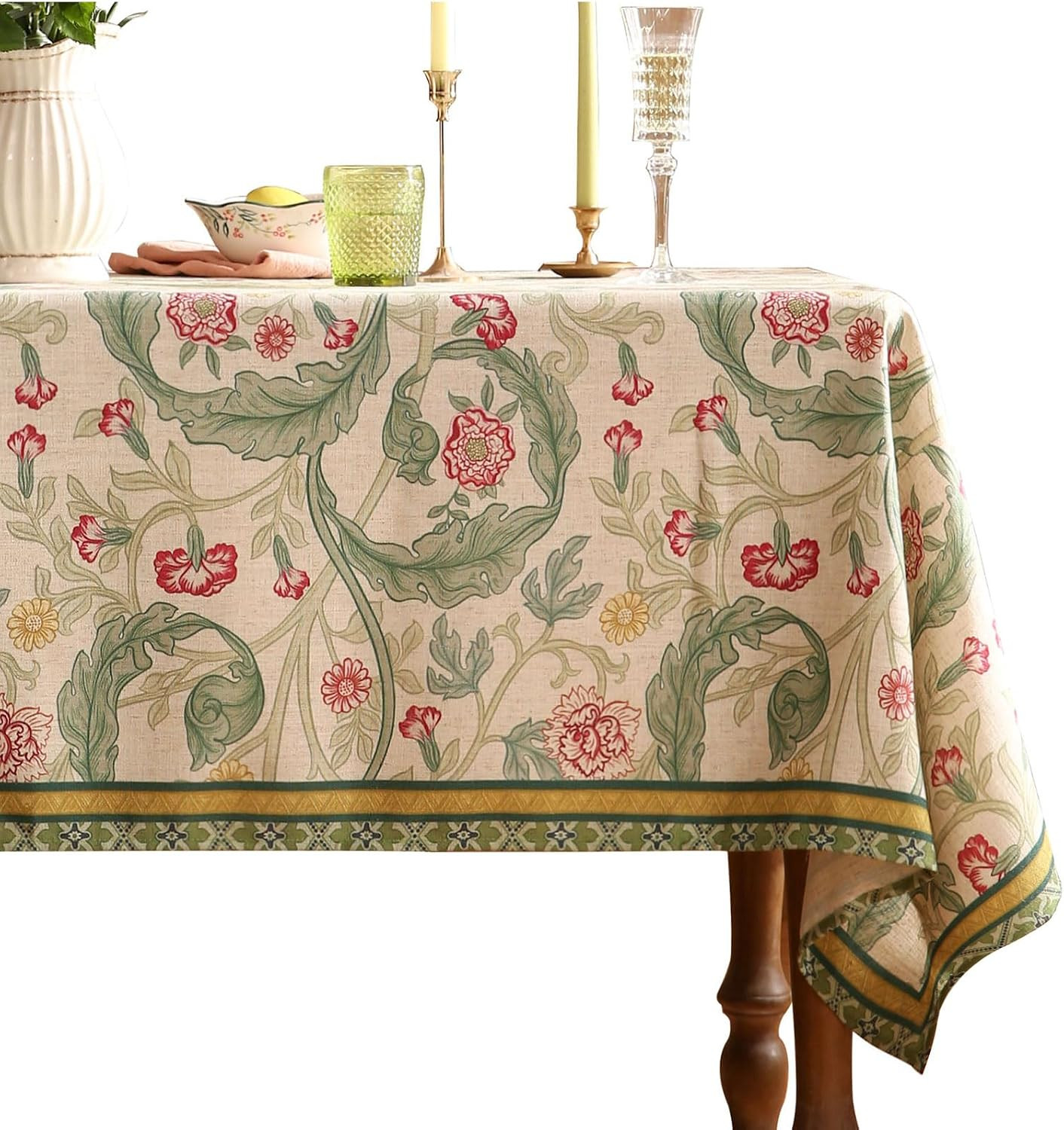 Vintage French Linen Tablecloth,Rectangular,87