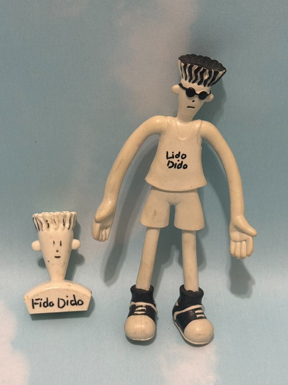 RARE Vintage Fido Dido Lido Dido Pencil Topper & Bendy Figure 7 UP Promo 80's