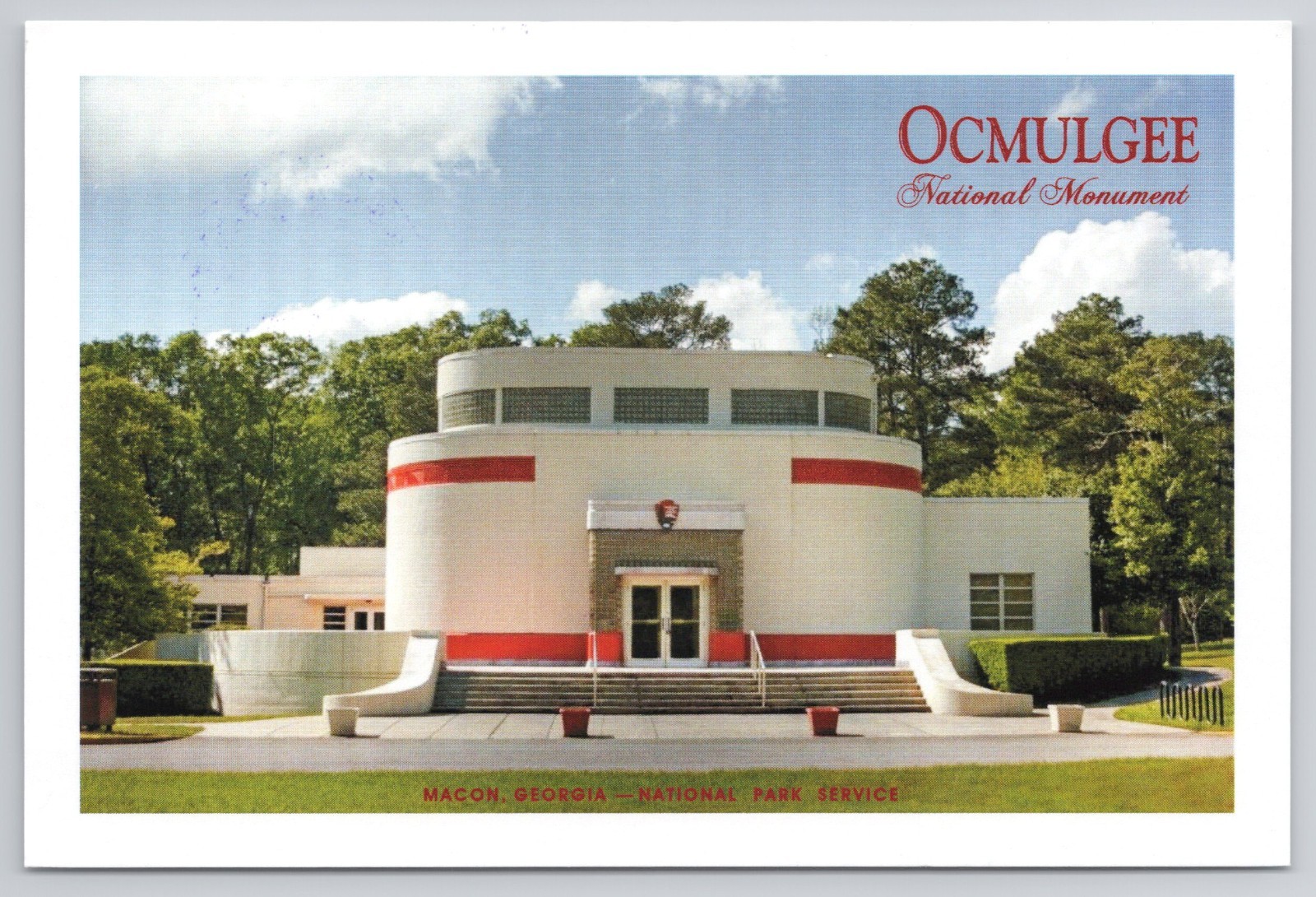 Ocmulgee National Monument Postcard Macon GA Art Moderne Visitor Center NPS