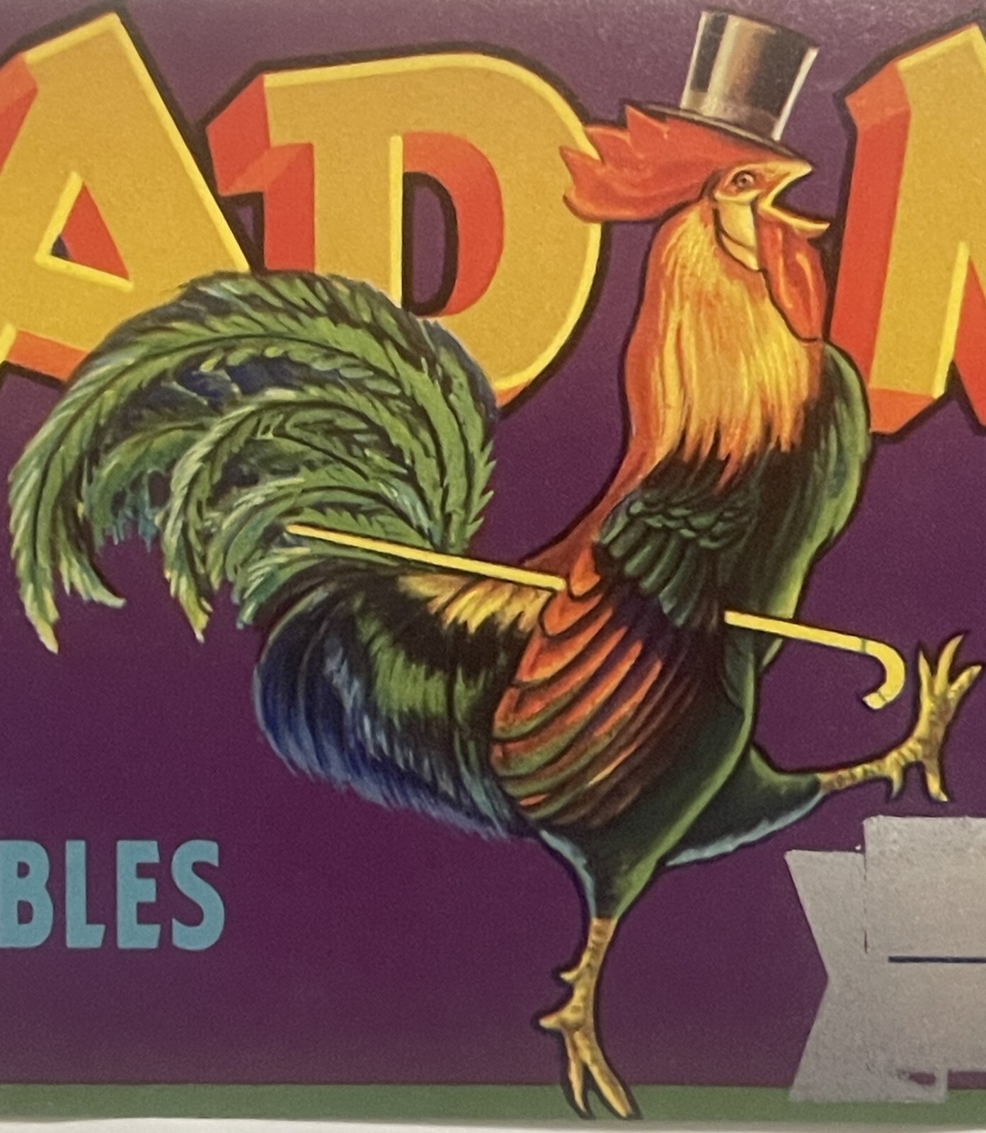 Antique 1950s🤩 Head Man Crate Label Los Angeles, CA, Strutting Rooster