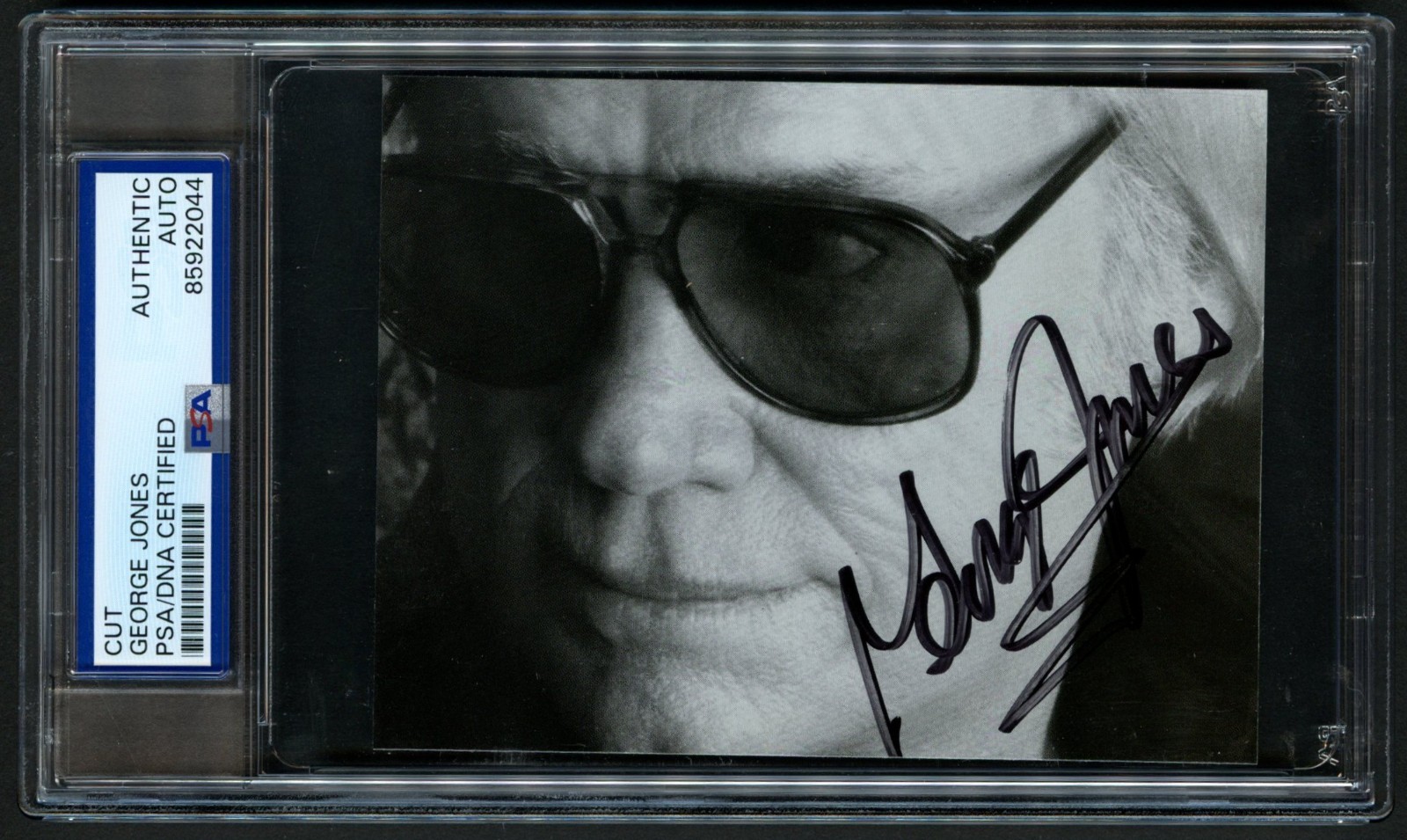 George Jones signed autograph 3.5x4.5 Singer Songwriter Cut PSA Slabbed