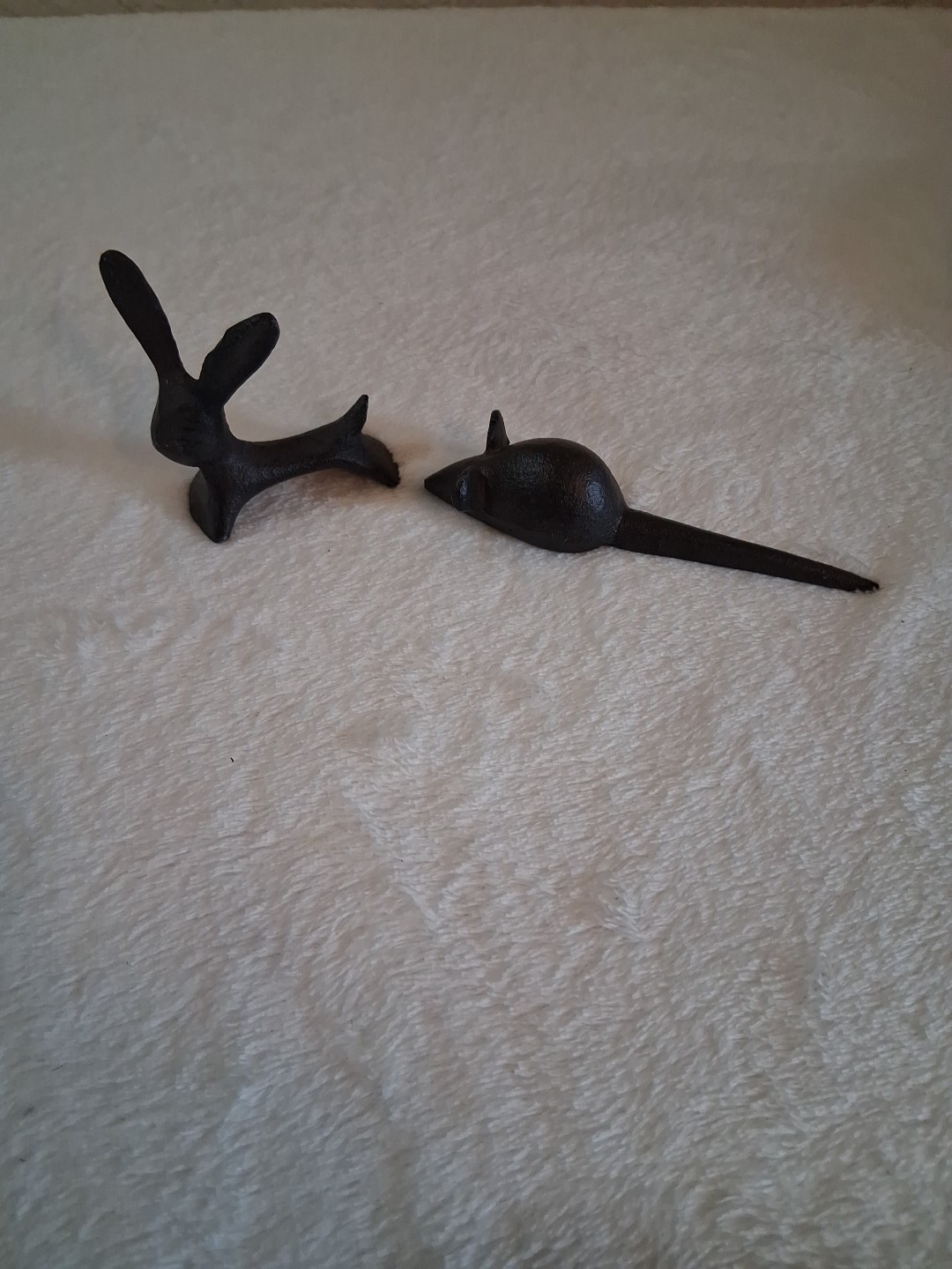 Pablo Critter - Cast Iron Bunny Brown and Mouse Figurine