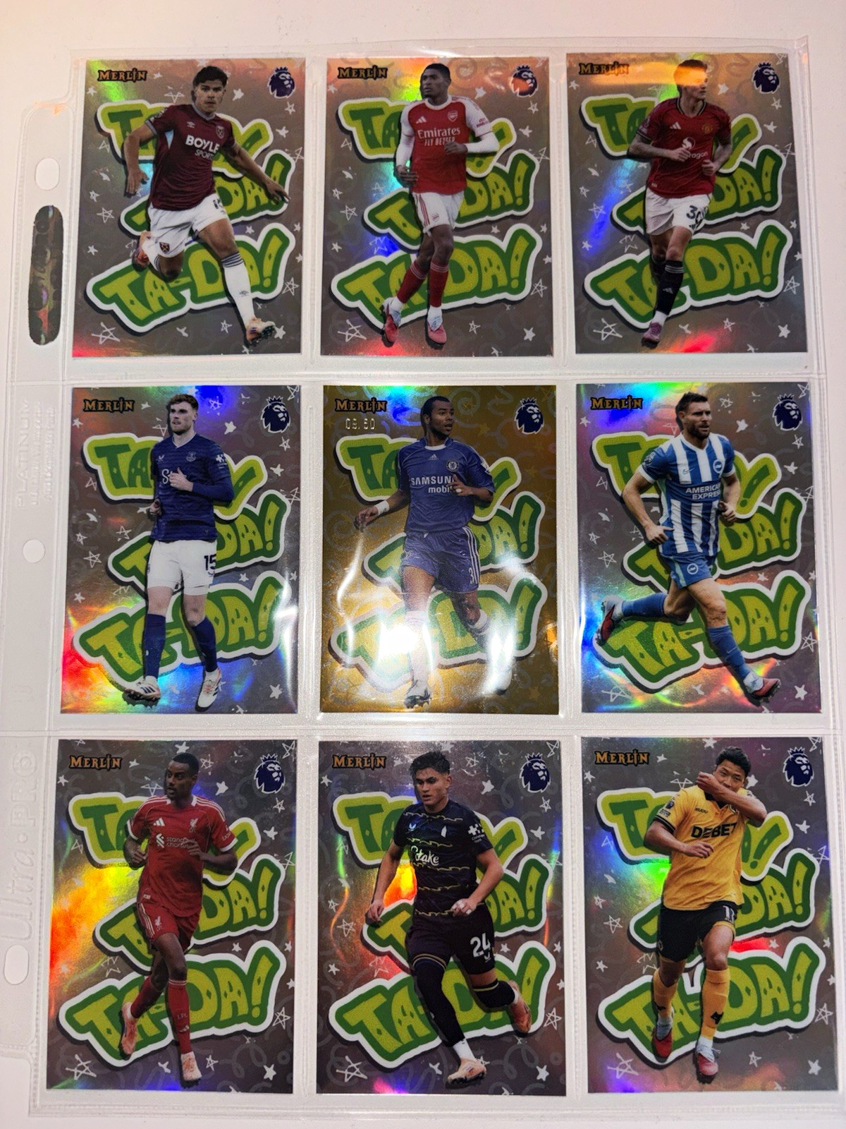 2025-26 Topps Merlin Premier League Ta-Da Complete Sheet Set of 9 Cards