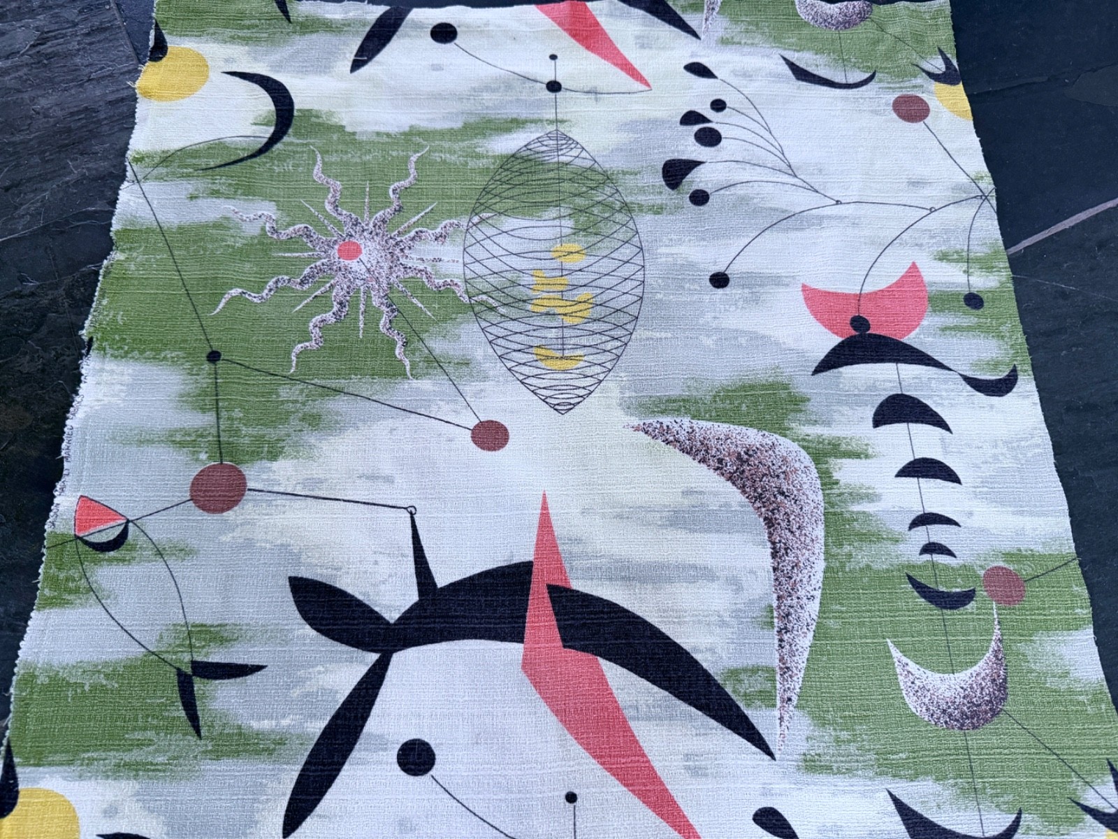 Galactical Space Junk 1950’s Cosmic Atomic Mid Century Barkcloth Vintage Fabric