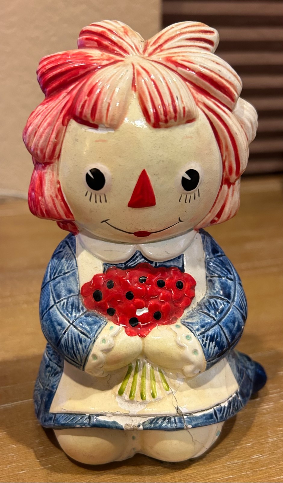 Vintage 1972 Fitz Floyd Raggedy Ann Ceramic Bookend Figurine Heavy 1.6 Lbs RARE