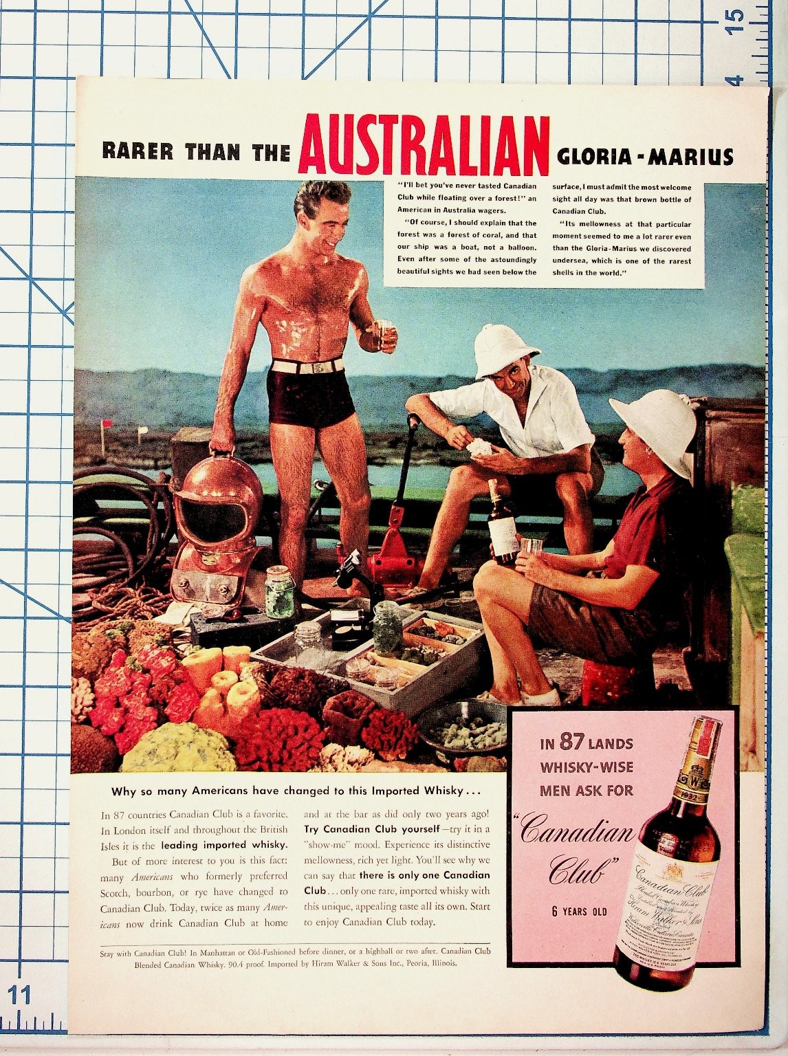 Vintage Canadian Club Whiskey Ad Gloria-Marius RARE Australian Shells Ephemera Vintage Canadian Club Whiskey Ad Gloria-Marius RARE Australian Shells Ephemera
