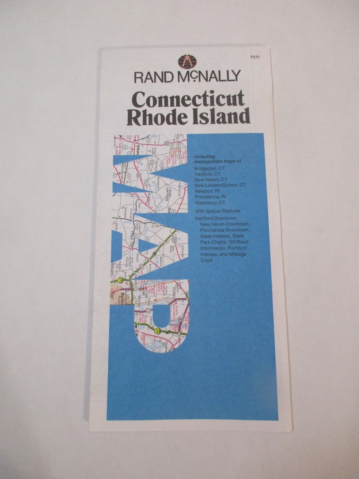 Rand McNally Connecticut Rhode Island State Highway Travel Road Map~HrcRM