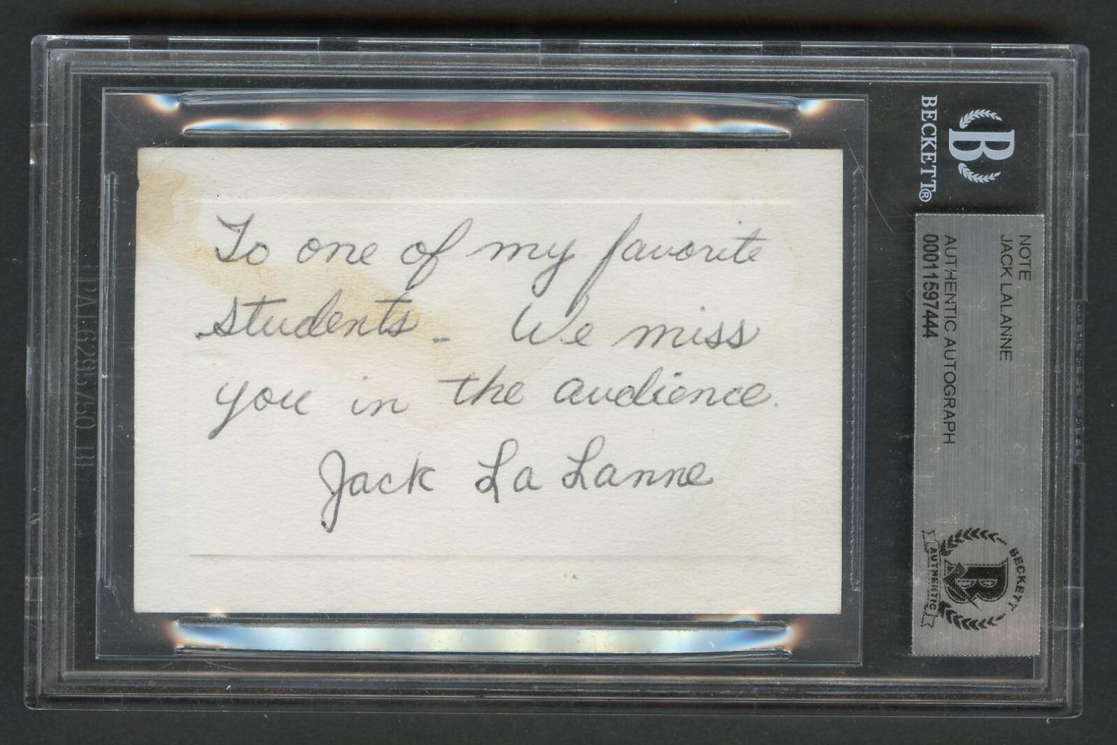 Jack Lalanne d2011 signed autograph auto 2x3 Cut American Fitness Coach BAS Slab Jack Lalanne d2011 signed autograph auto 2x3 Cut American Fitness Coach BAS Slab