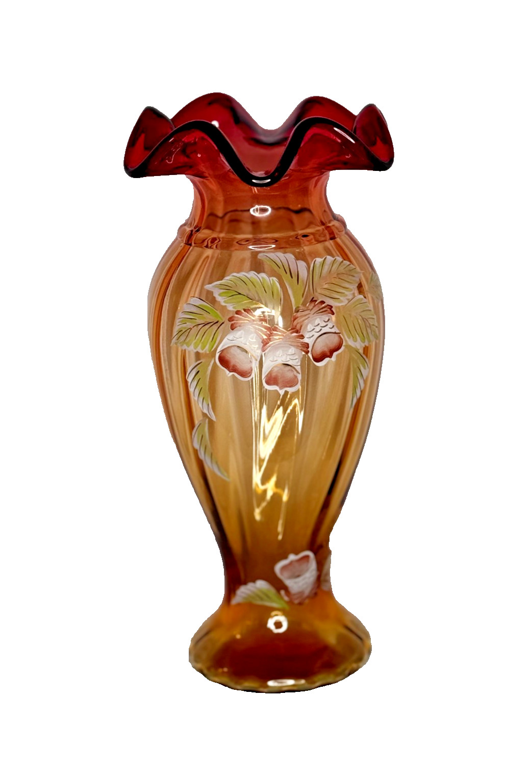 2-Fenton Amberina Woodland Bouquet  Ewer and Vase  LE 1723/2500 and 2002/2500