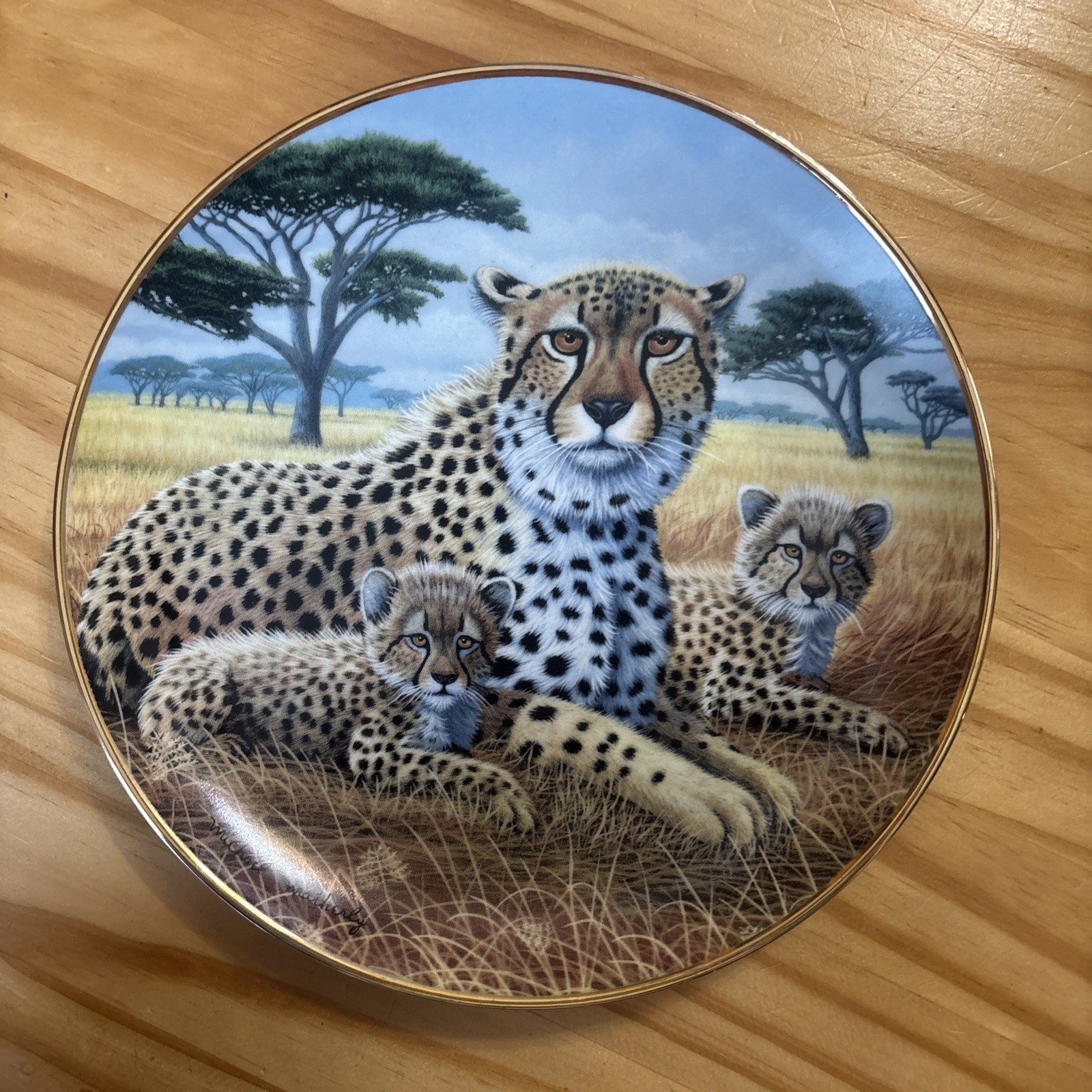 CHEETAH AND CUBS Plate Michael Matherly The Franklin Mint Nat\'l Wildlife Federat
