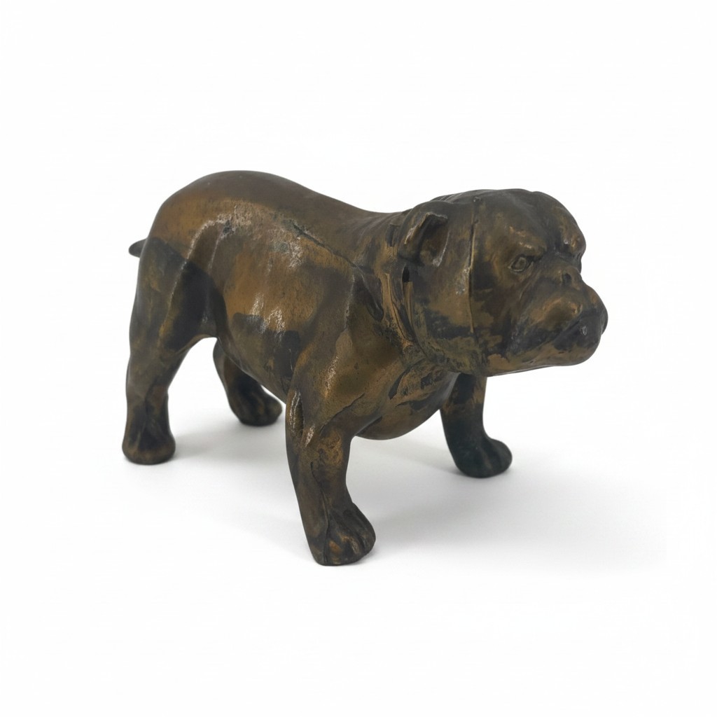 Old Cast Metal Iron Spelter English Bulldog Figurine Bronze Paint