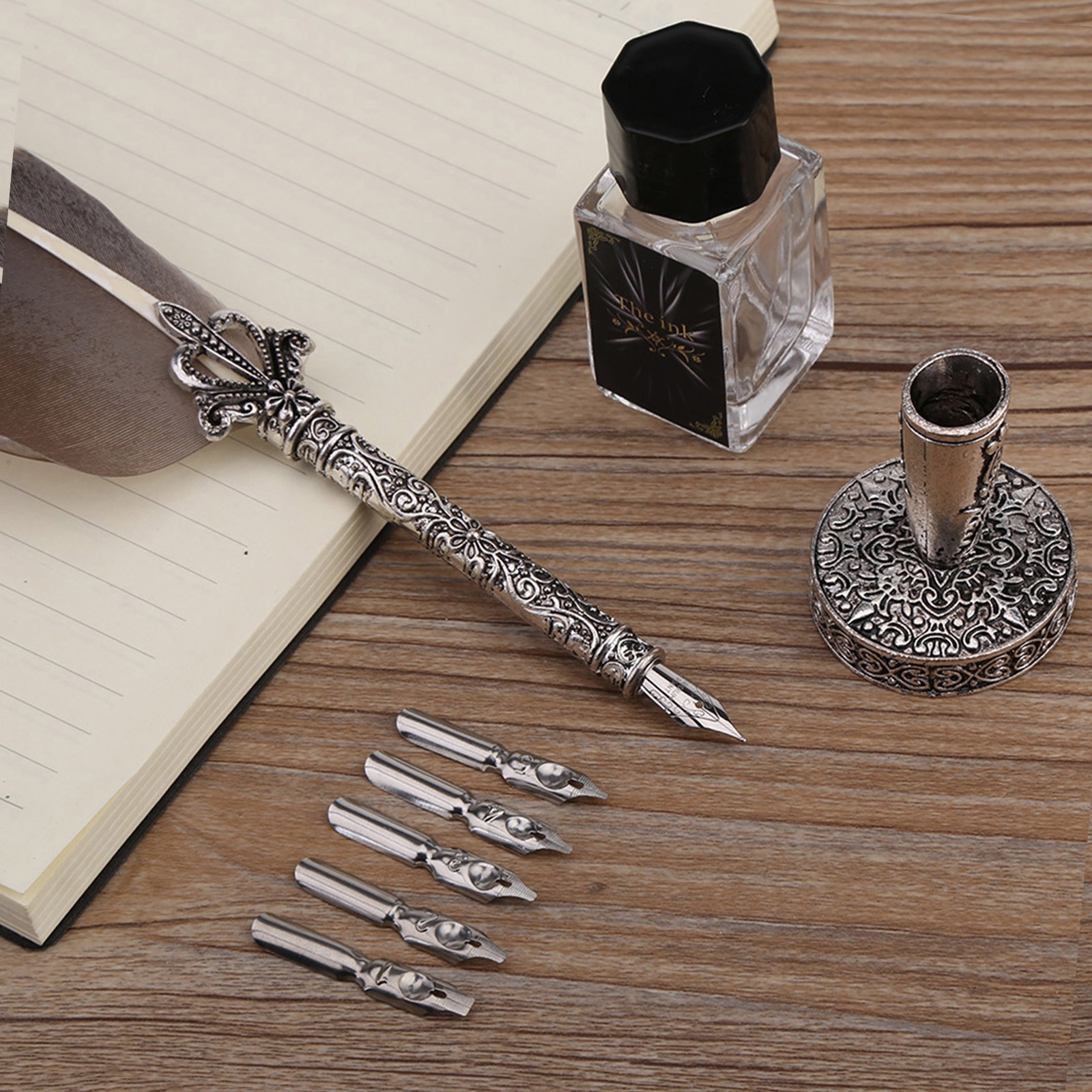  Pen Set Quill Antique English Calligraphy Writing Stationery Gift Box