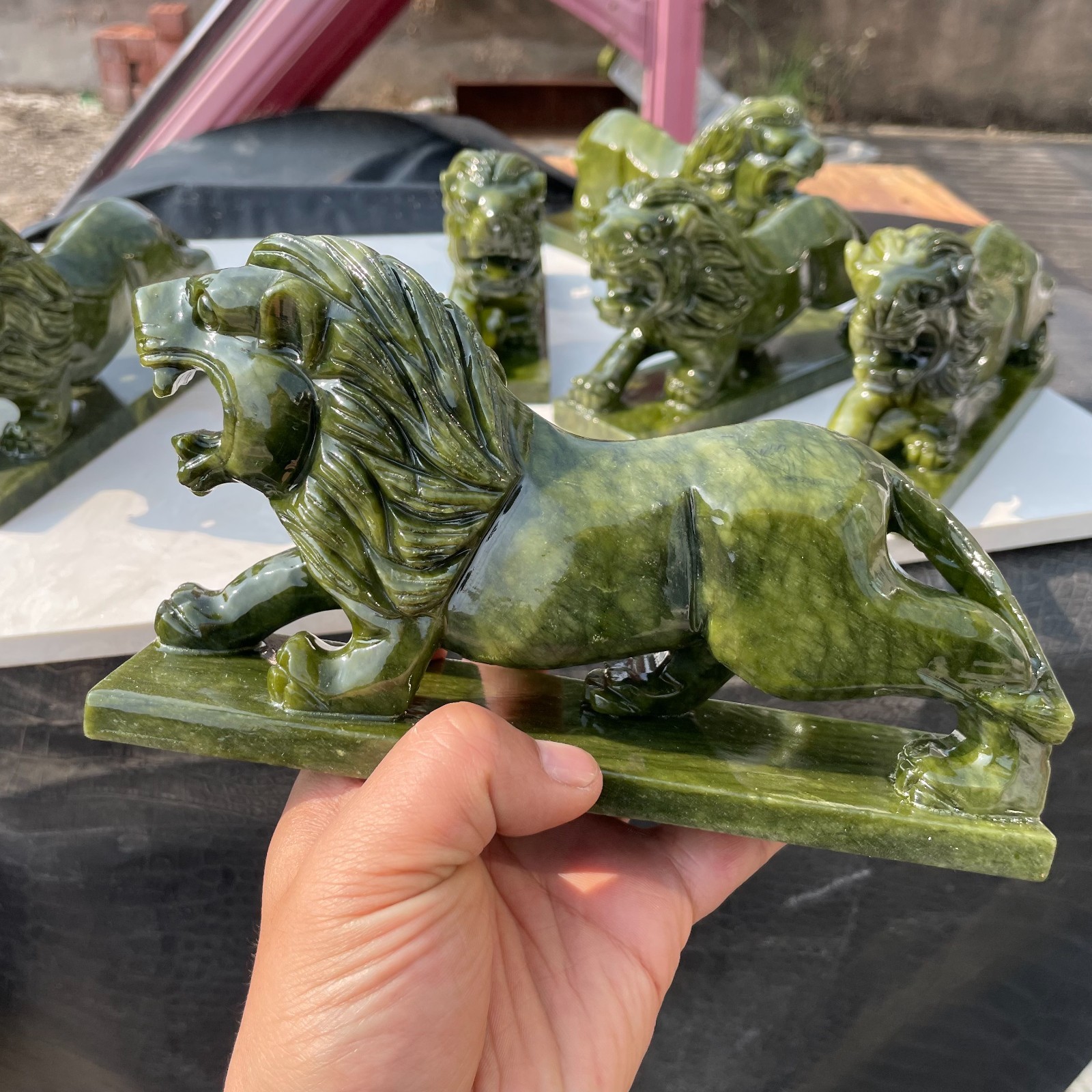 2.6LB+ Natural Jade Quartz Lion Skull Hand Carved Crystal Stone Reiki 1PCS