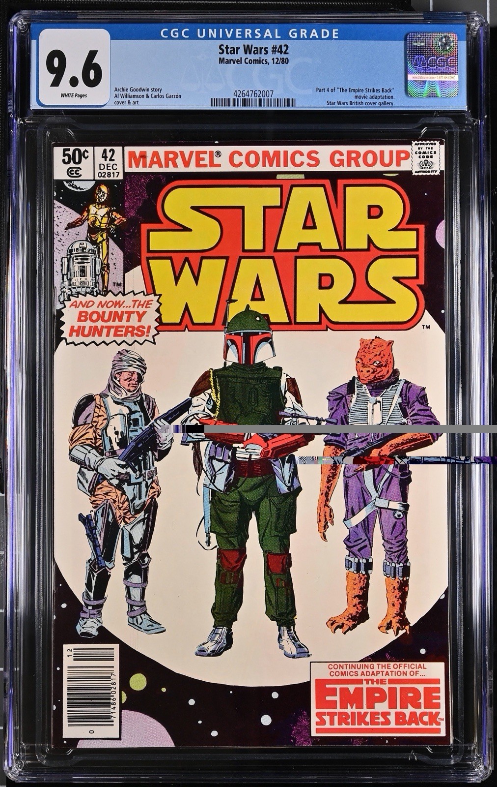Star Wars #42 CGC 9.6 White Pages 1980 Bronze, Newsstand +KEY+ 1st Boba Fett MCU