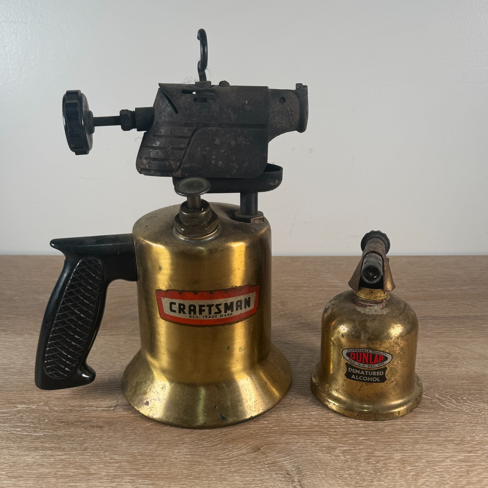 Vintage Craftsman Brass Gas Blow Torch Lot + DUNLAP Mini Denatured Alcohol
