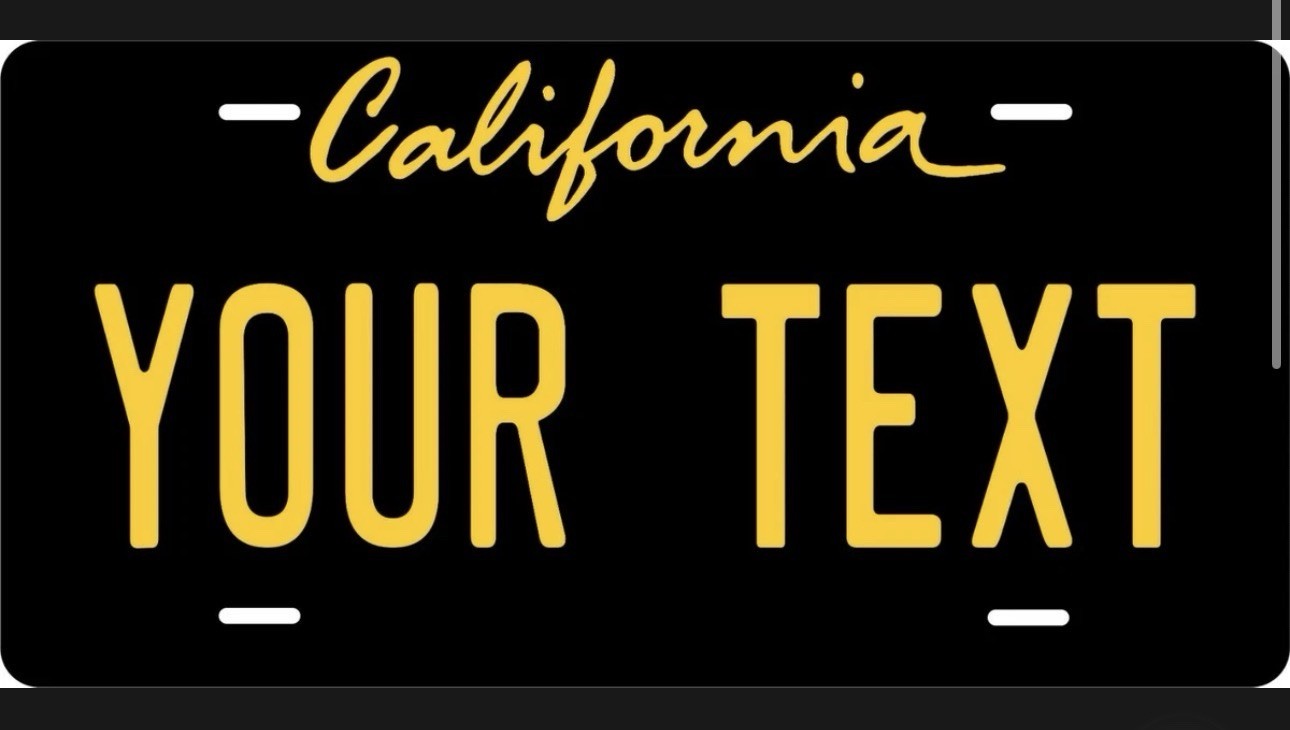 California Black Yellow License Plate Personalized Car Bike Motorcycle