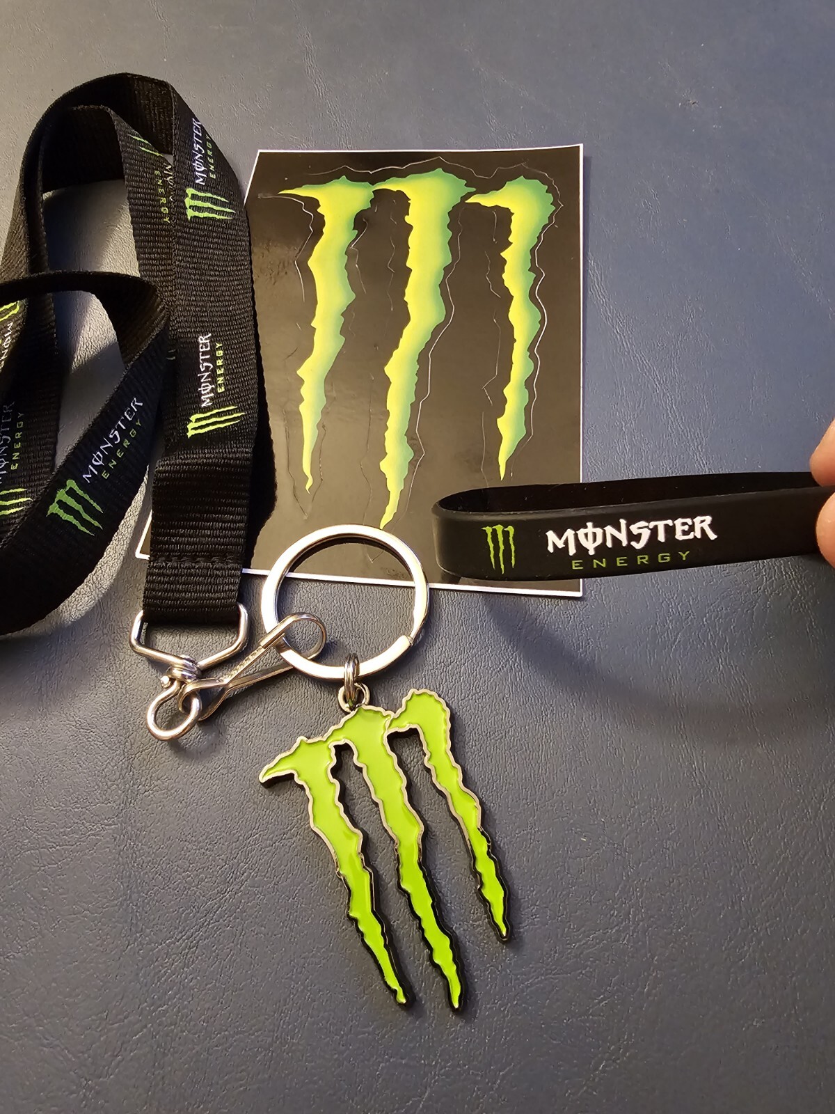 New Monster Energy Keychain Lanyard Sticker Rubber Bracelet Lot New Monster Energy Keychain Lanyard Sticker Rubber Bracelet Lot
