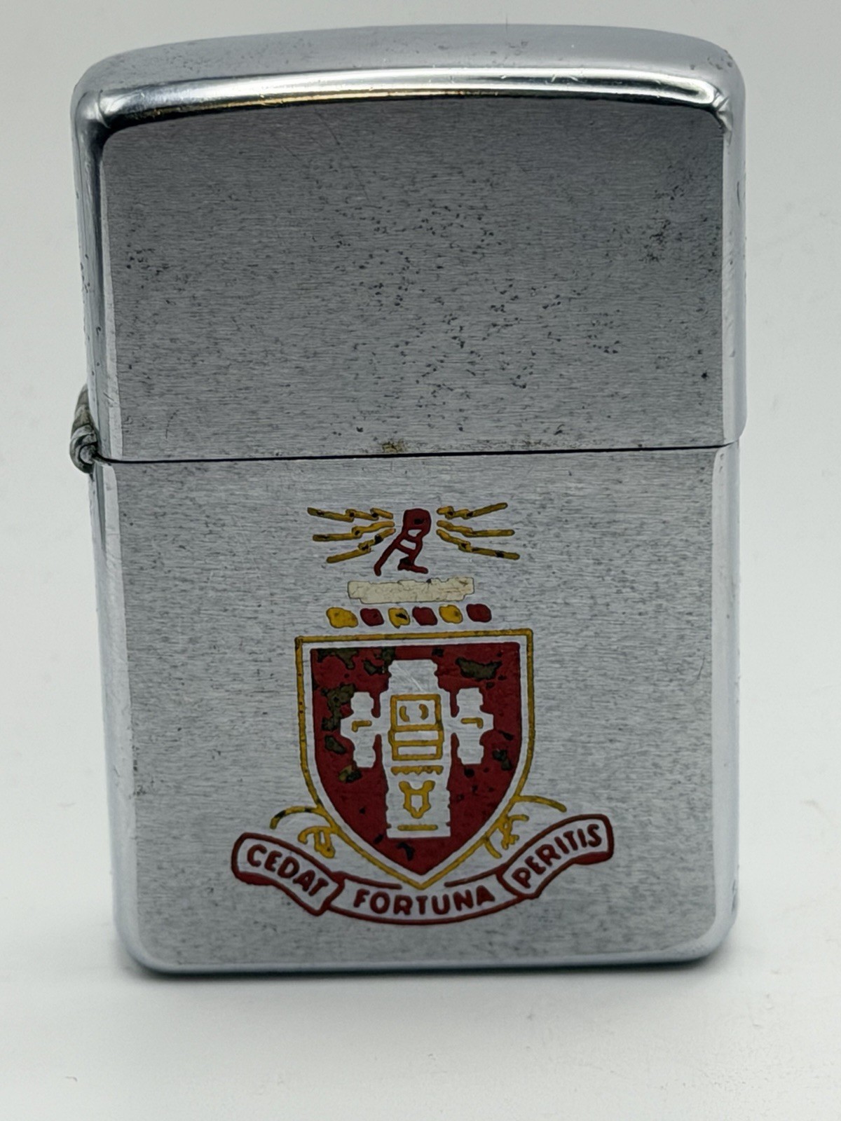Vintage 1969 Cedar Fortuna Peritis Shield Chrome Zippo Lighter