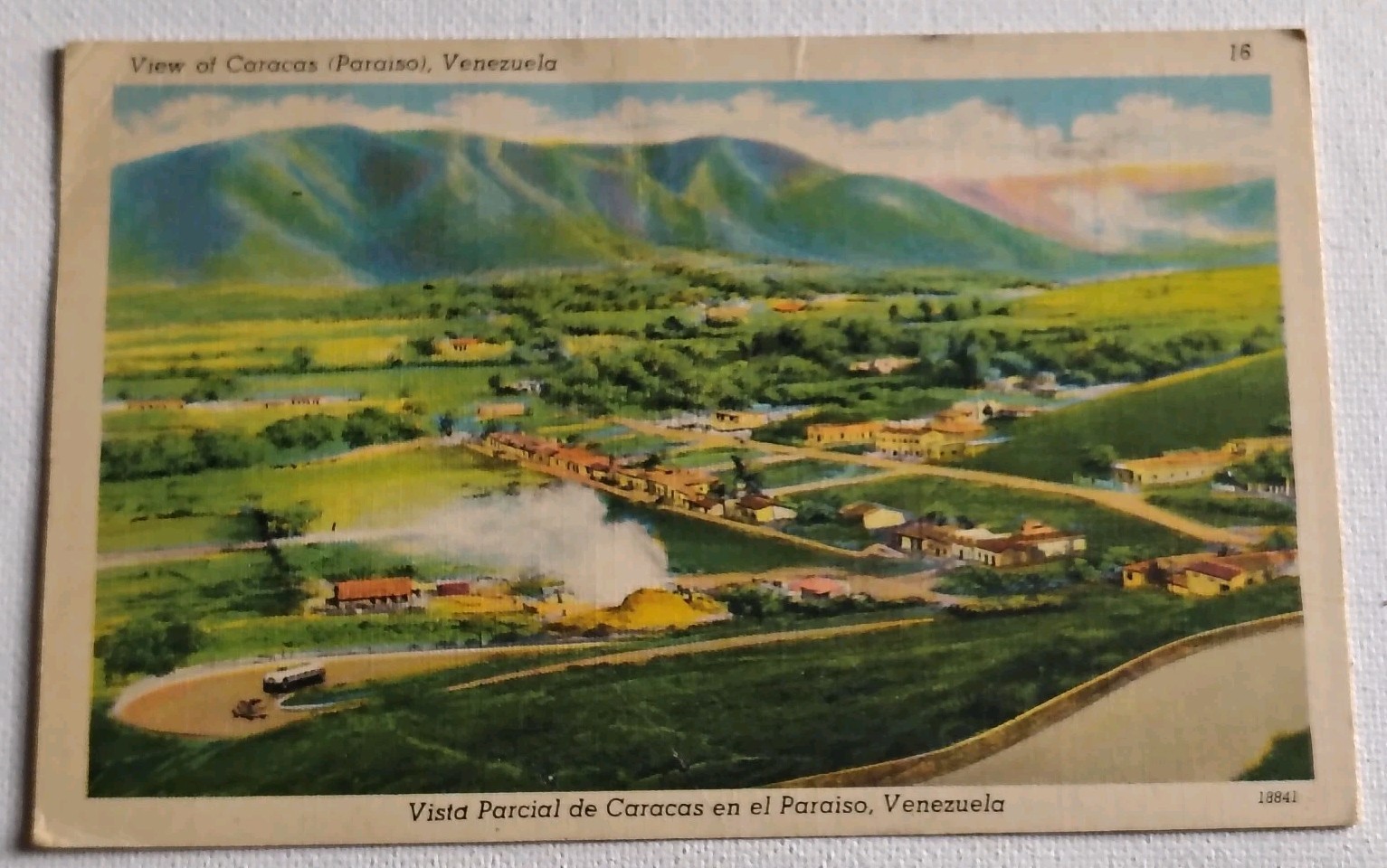 Vintage Caracas Venezuela El Paraiso Scenic View Linen Postcard Posted Vintage Caracas Venezuela El Paraiso Scenic View Linen Postcard Posted