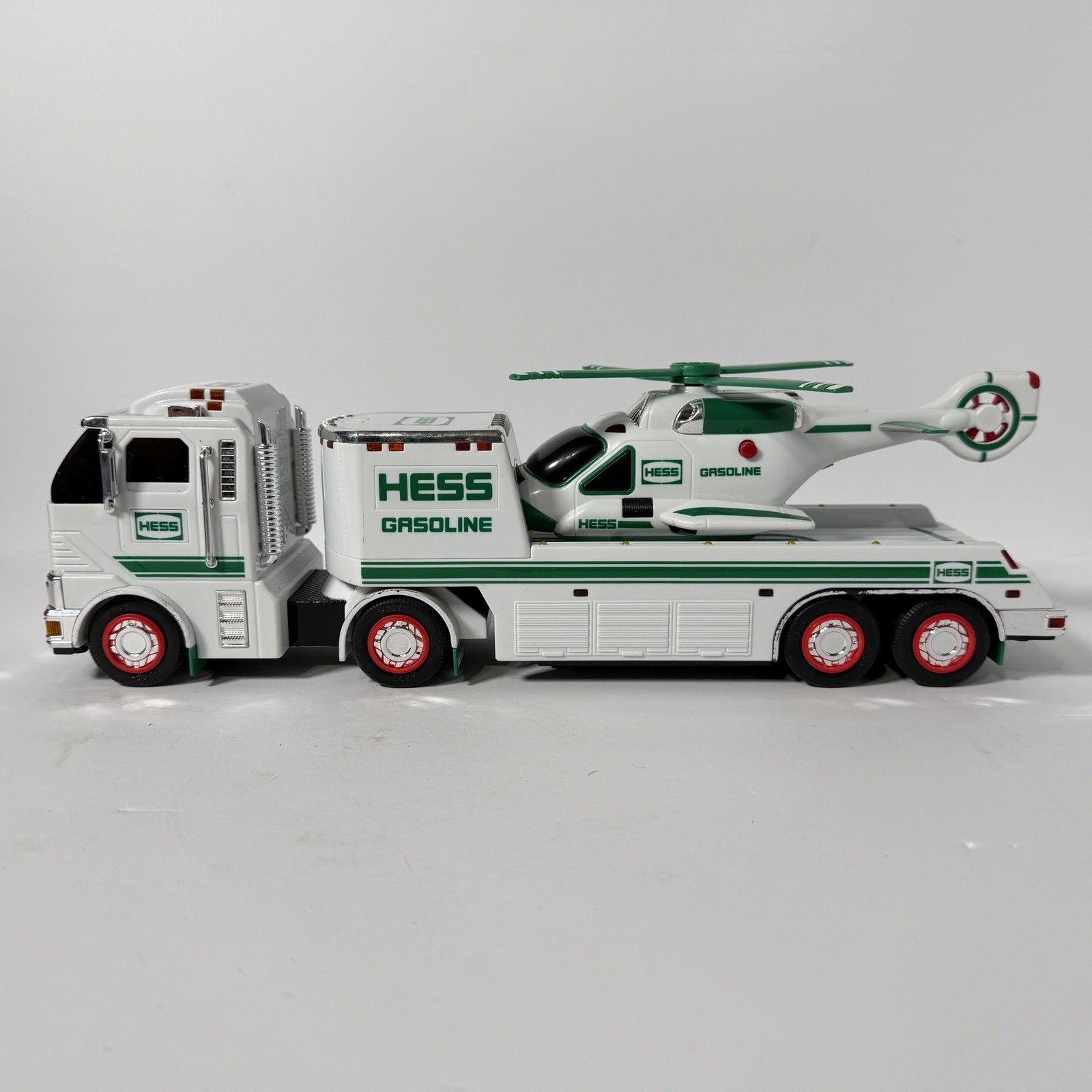 Hess 2006 Toy Truck and Helicopter White Green Tested Works No Box