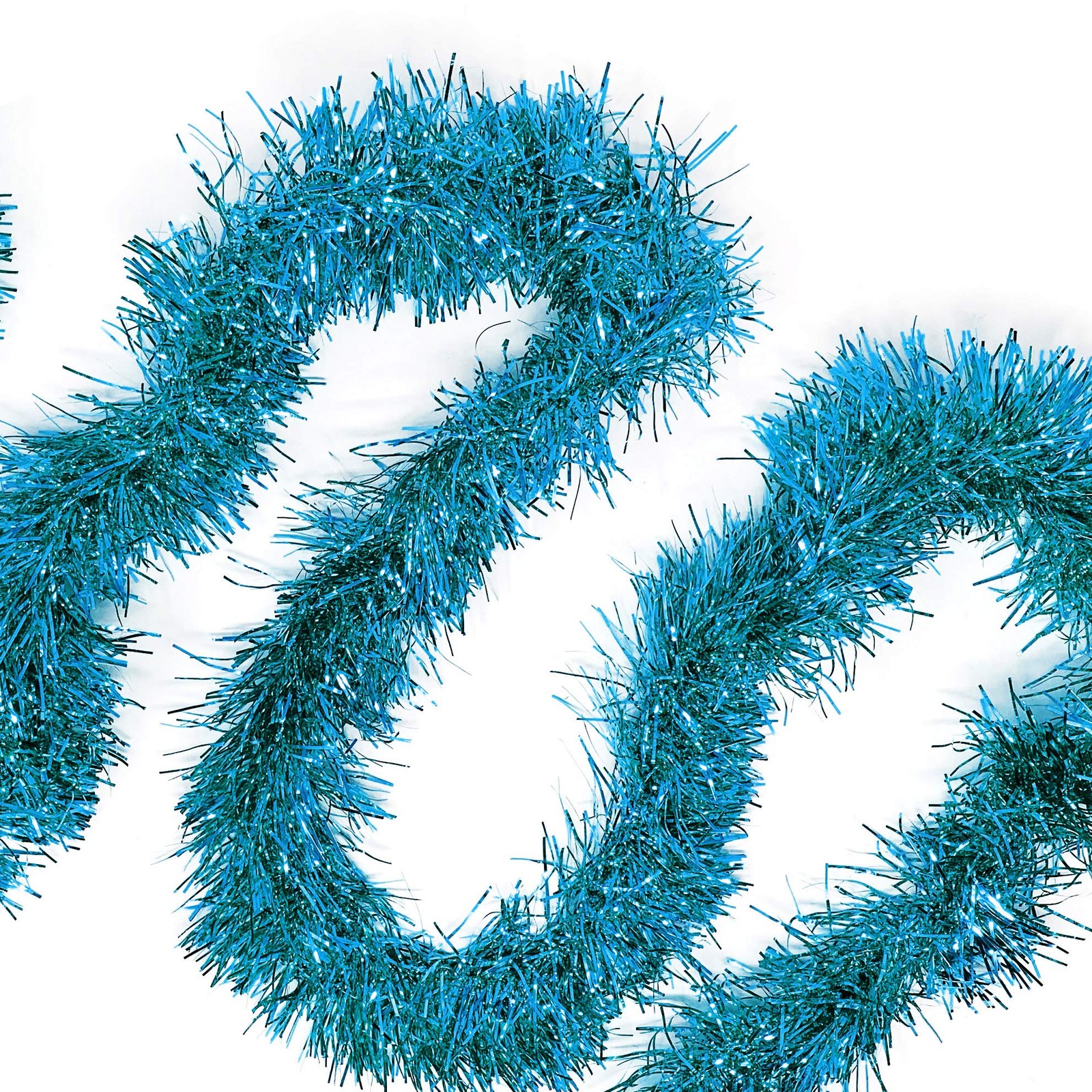 Allgala Tinsel Garland 50ft Turquoise Metallic Foil Holiday Tree Decor Home