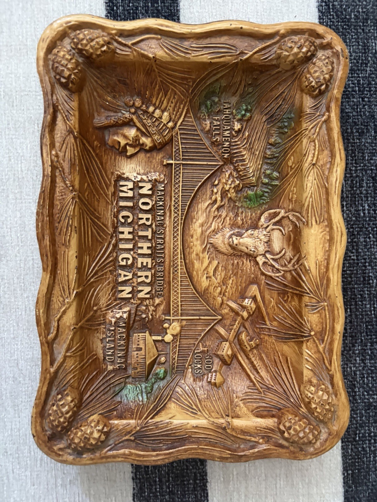 Northern Michigan, Mackinac Straits Bridge Wooden Ashtray
