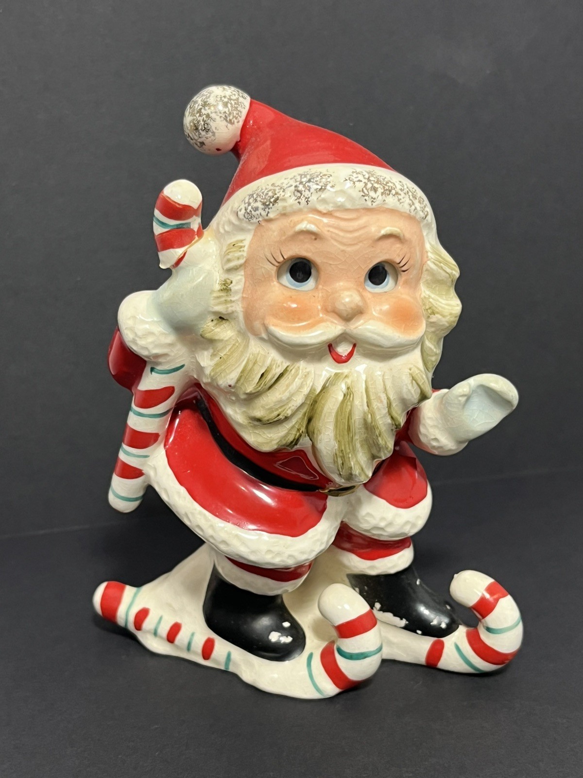 Vintage Ucagco Wiggly Eyes Santa on Skis Figurine DAMAGED Vintage Ucagco Wiggly Eyes Santa on Skis Figurine DAMAGED