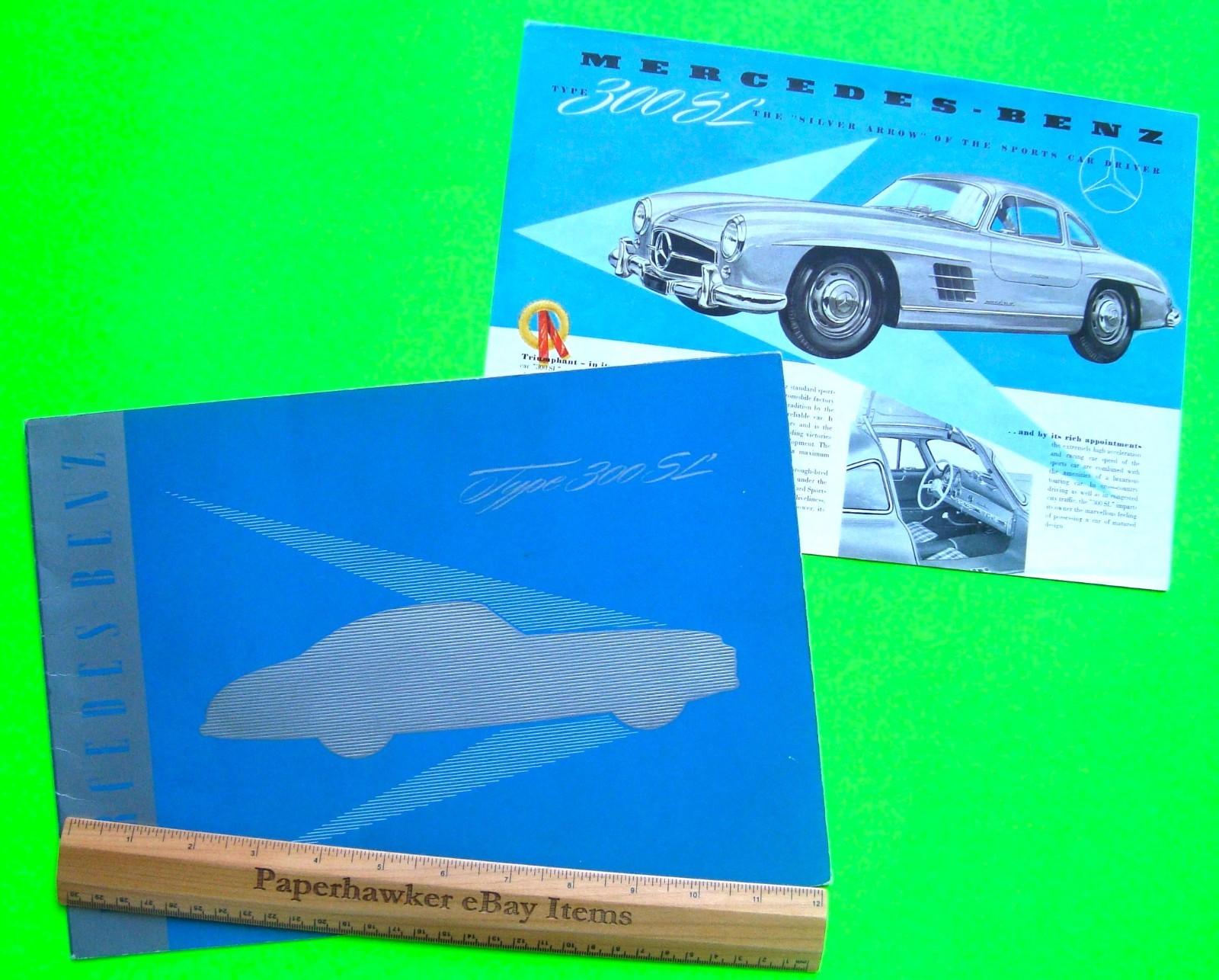 1955 MERCEDES BENZ 300SL USA DLX 12-pg COLOR BROCHURE + BONUS In English XLNT+ 1955 MERCEDES BENZ 300SL USA DLX 12-pg COLOR BROCHURE + BONUS In English XLNT+