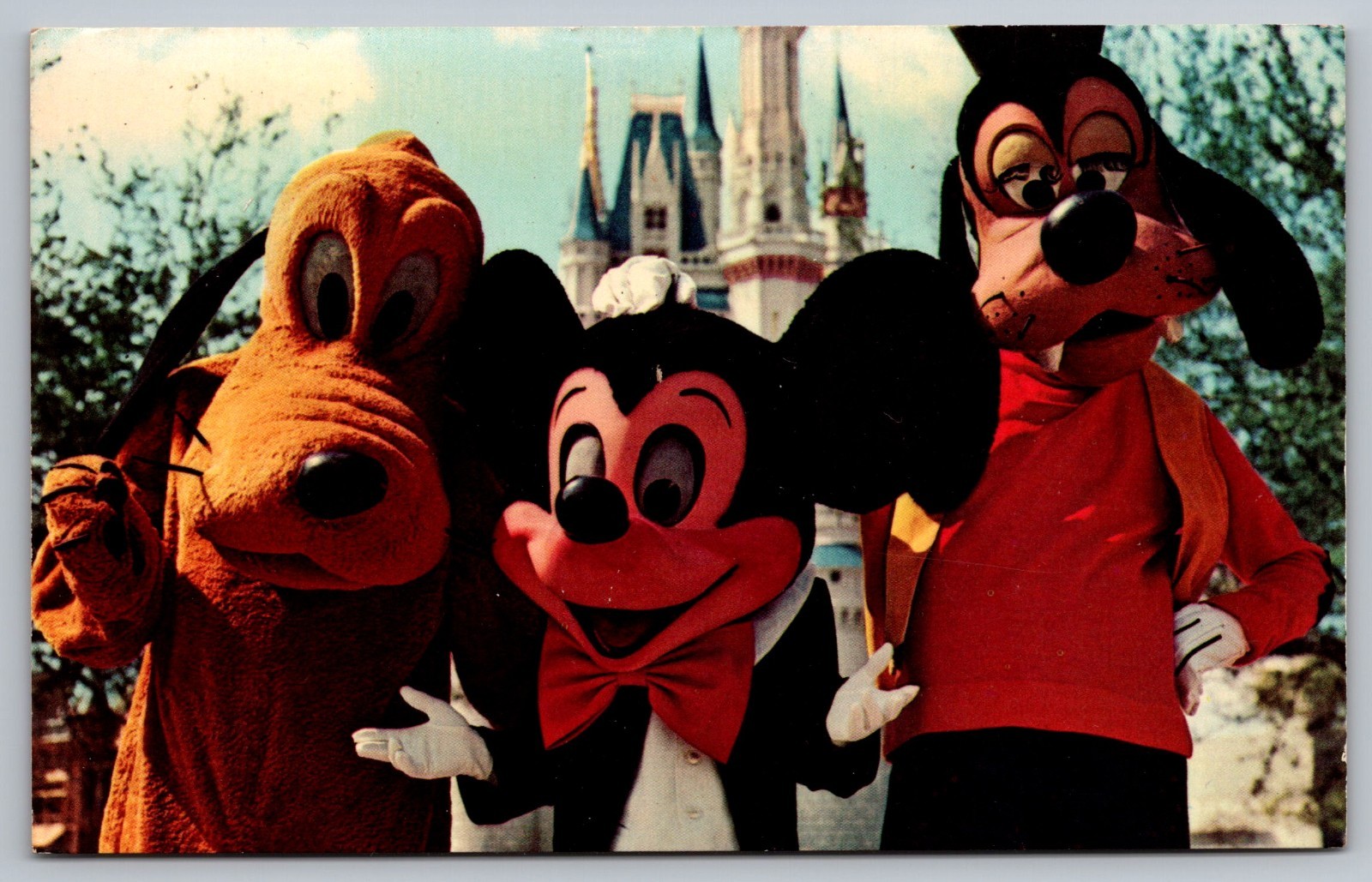 Orlando FL Florida~Mickey Mouse~Pluto~Goofy~c70s Disney World Amusement Postcard