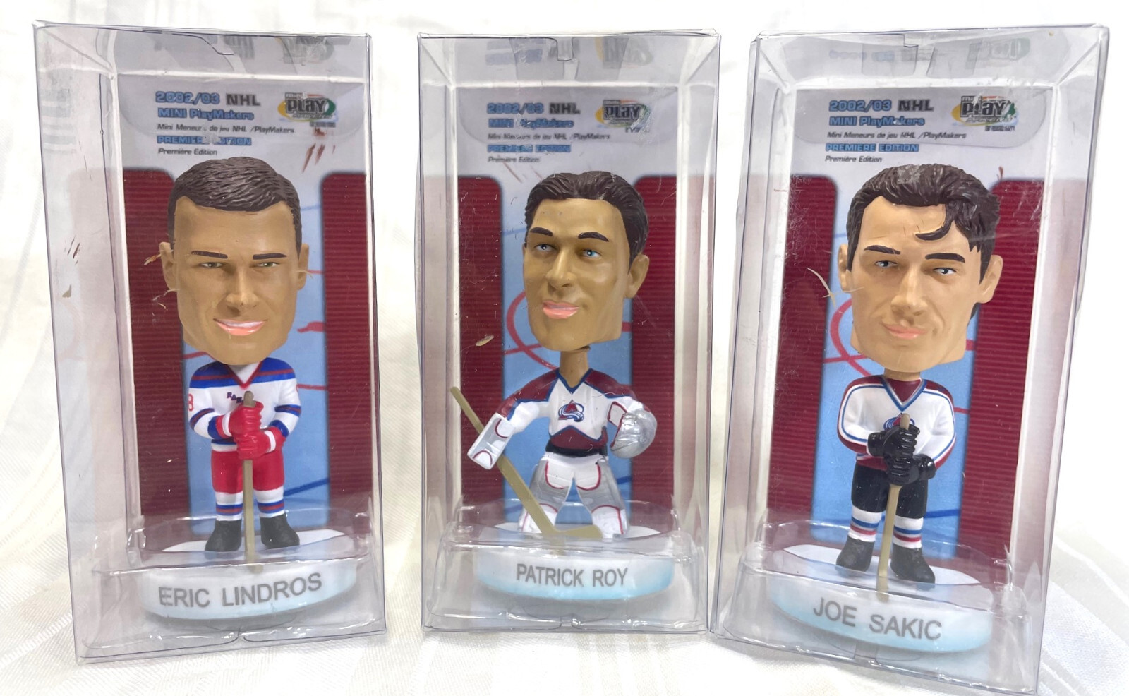 2002/03, Upper Deck, Mini Play Makers, NHL, Bobbleheads, Roy, Sakic, Lindros 2002/03, Upper Deck, Mini Play Makers, NHL, Bobbleheads, Roy, Sakic, Lindros