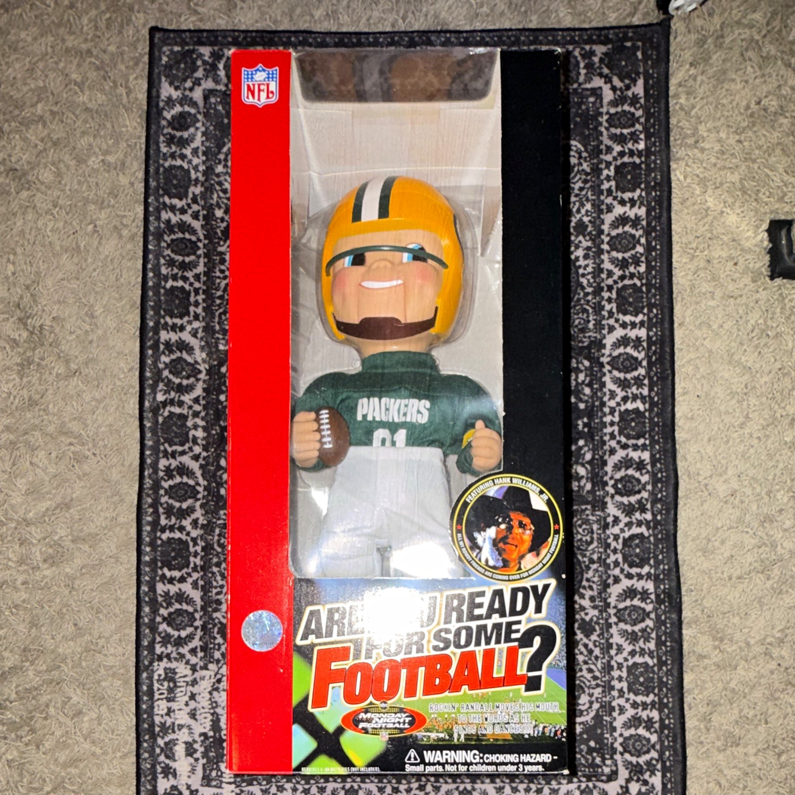 Gemmy NFL Green Bay Packers Bobblehead w/ Sound Hank Williams Jr. 2001