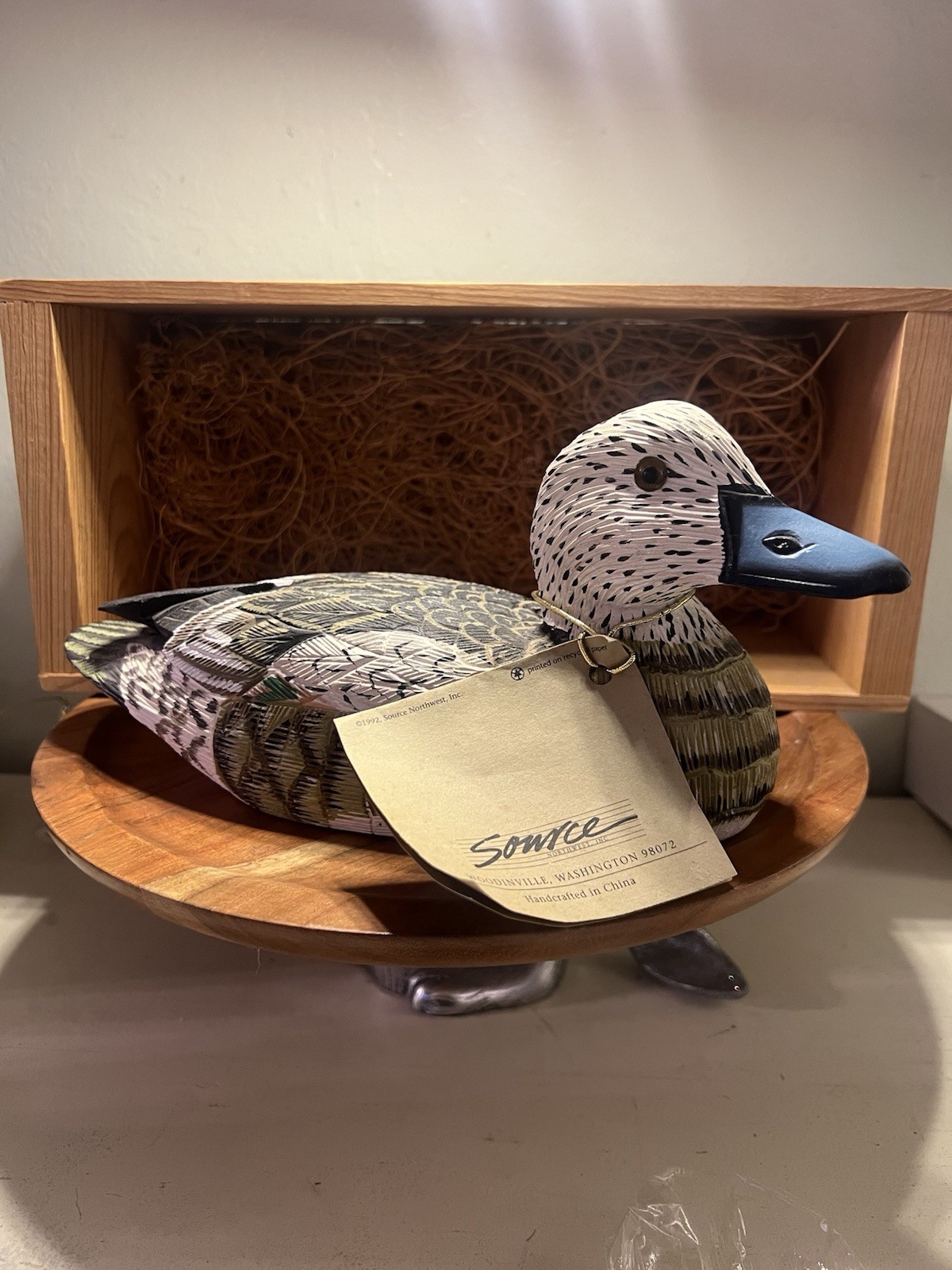 1992 Source LIMITED EDITION Wooden Duck Decoy 10.5” w/ Presentation Box