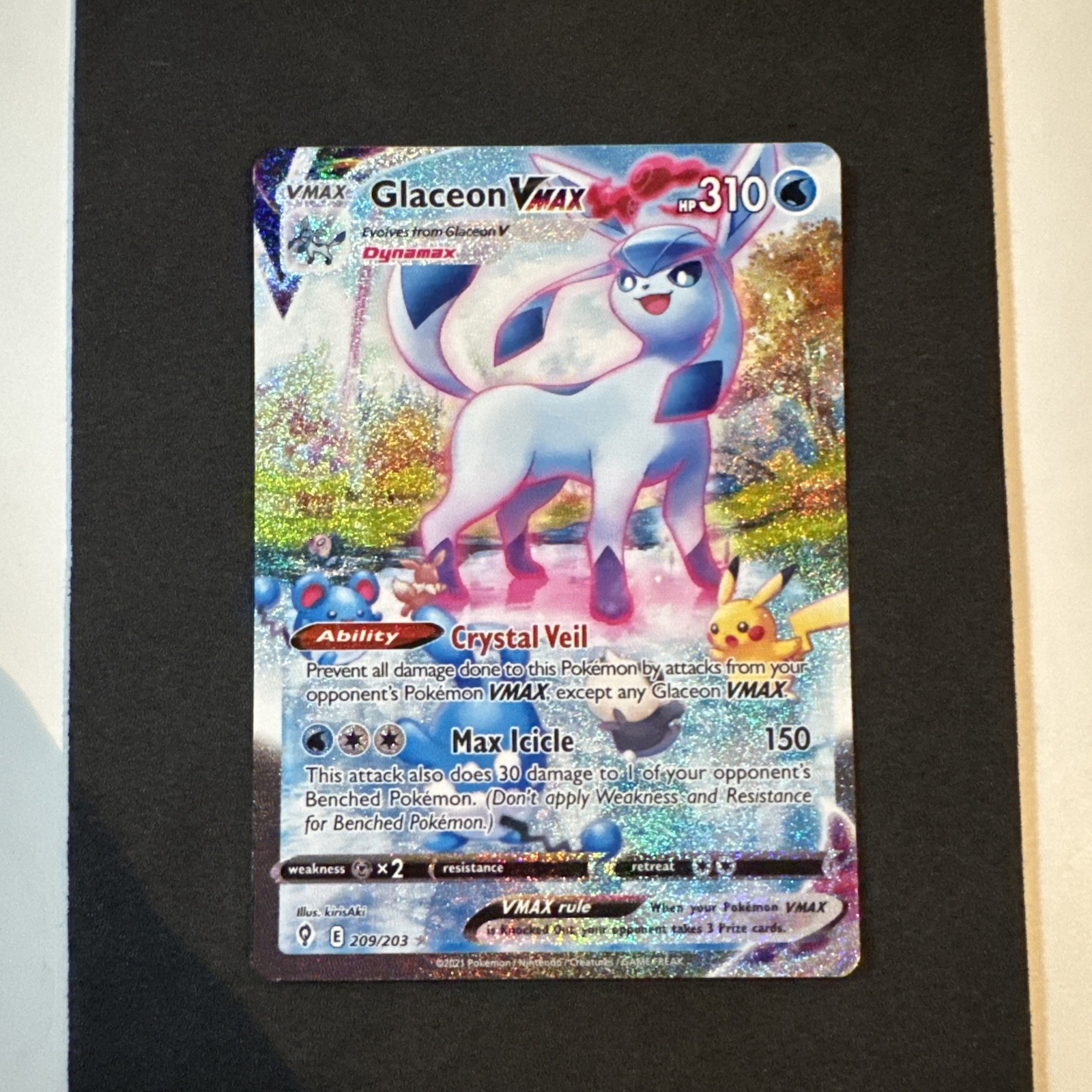 Glaceon VMAX 209/203 Secret Rare Alt Art Evolving Skies Pokémon TCG - MINT