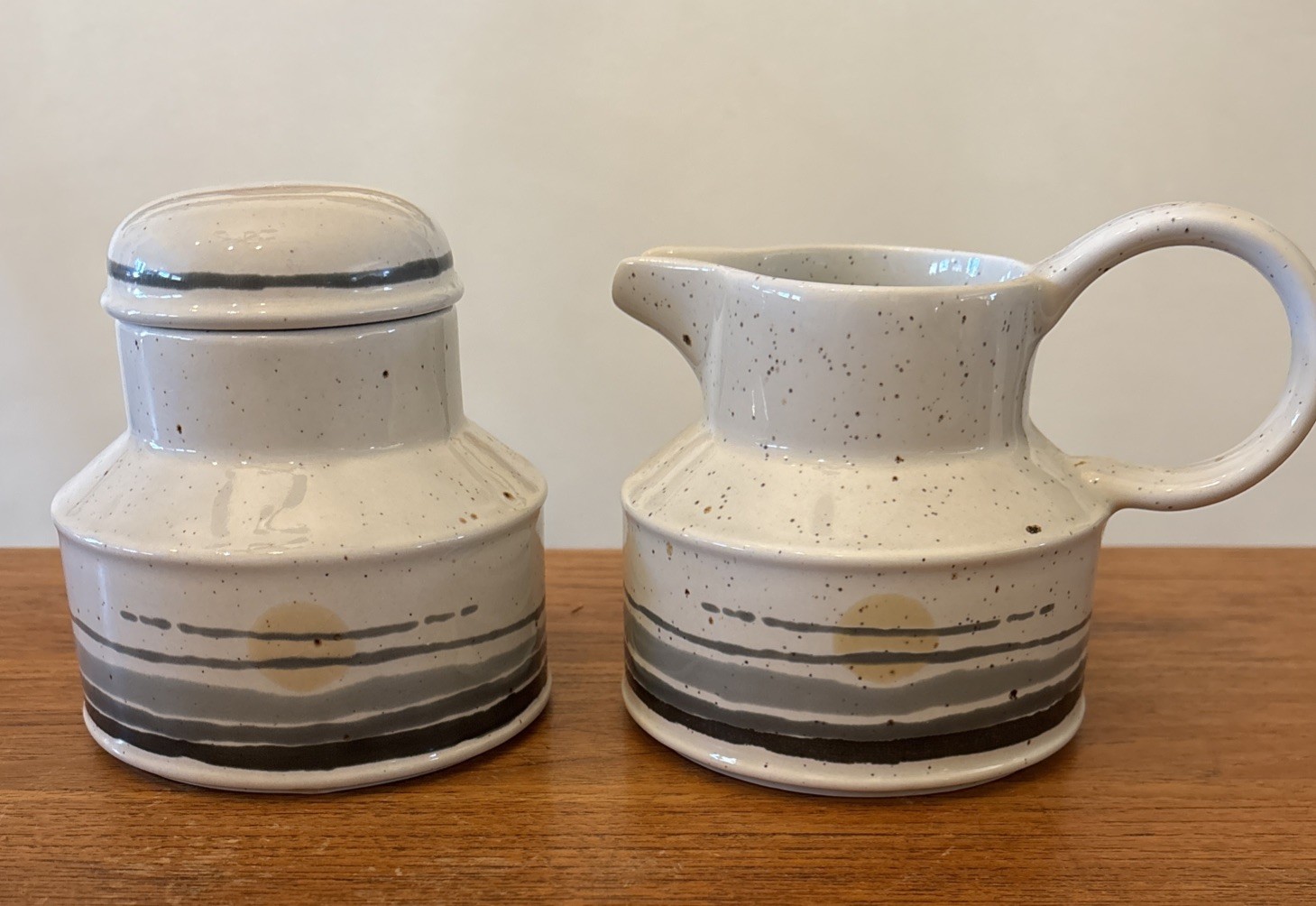 Vintage Midwinter Stonehenge Night Sugar Bowl Lid Creamer 3 Pc England Excellent